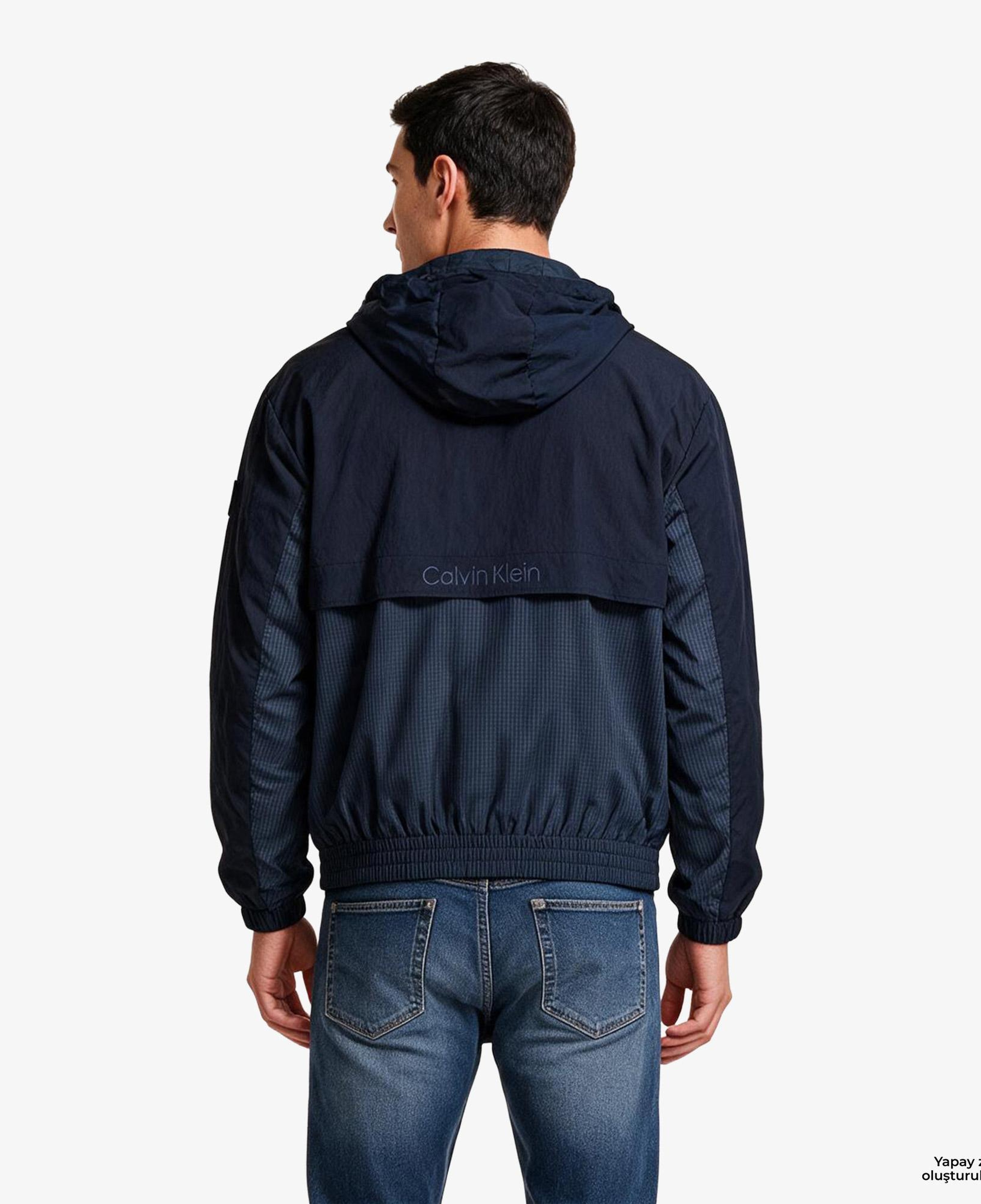 Calvin Klein Nylon Mixed Media Erkek Mavi Ceket