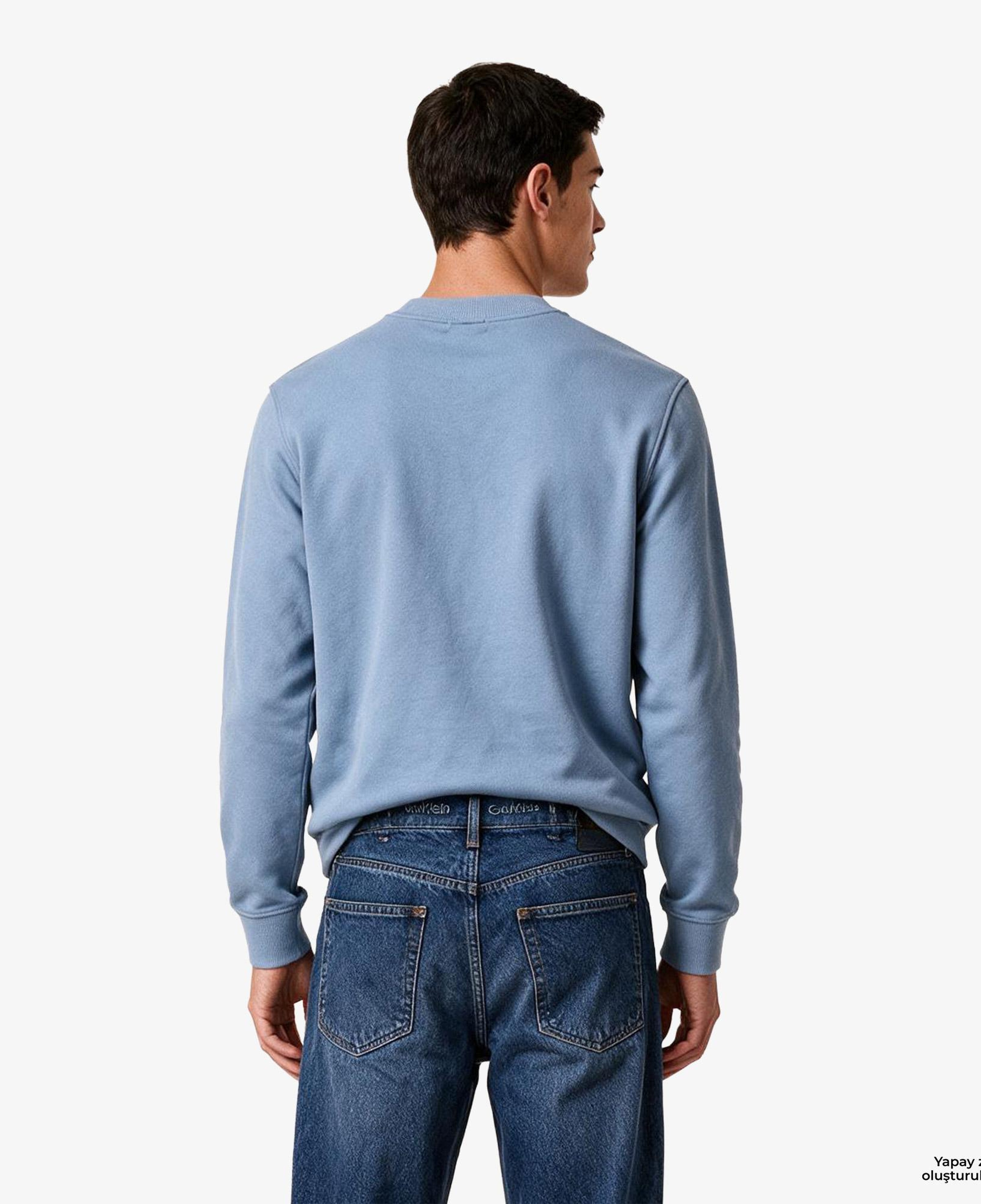 Calvin Klein Terry Monogram Erkek Mavi Sweatshirt