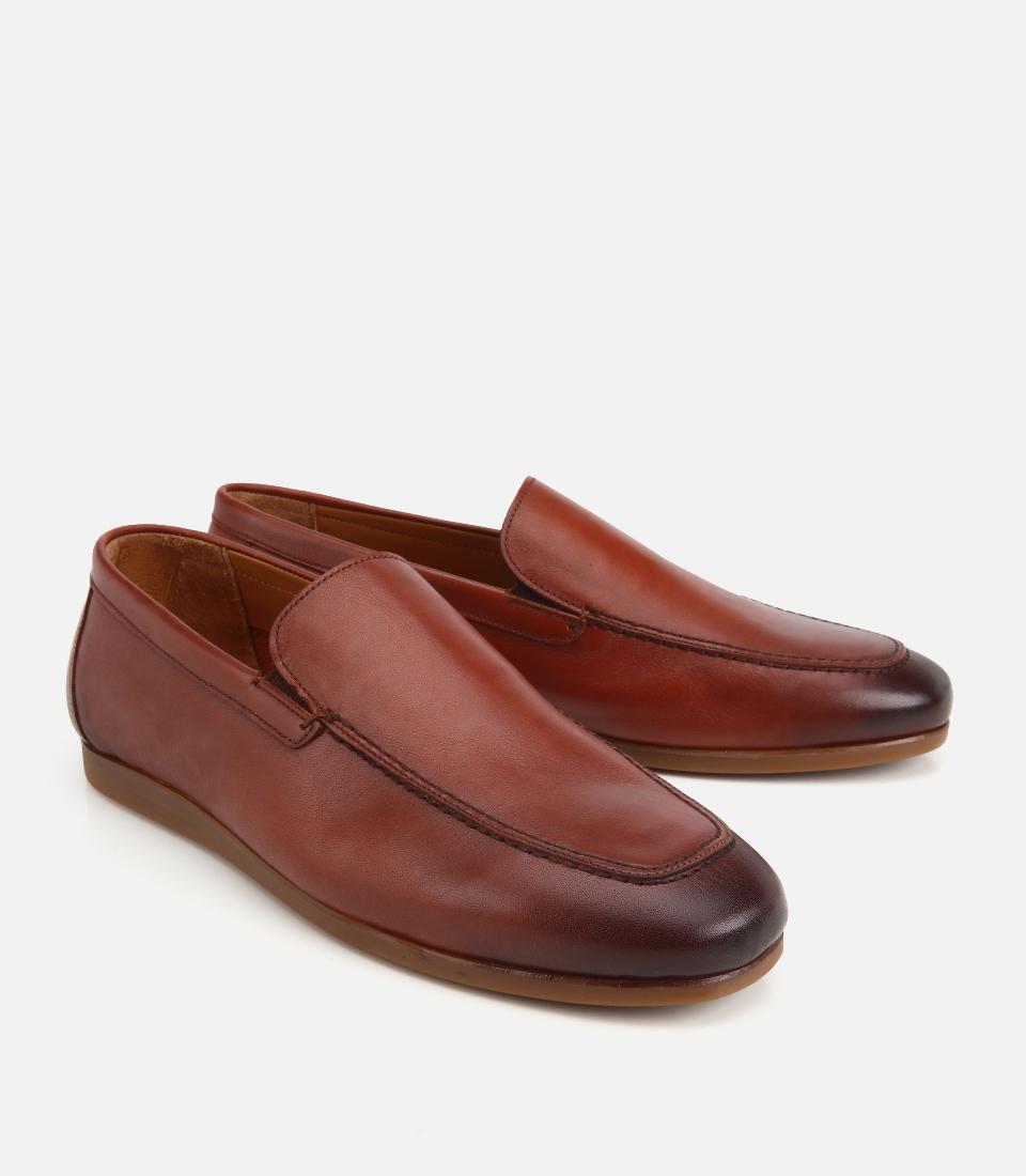 Erkek Deri Taba Yumuşak Dokulu Klasik Loafer