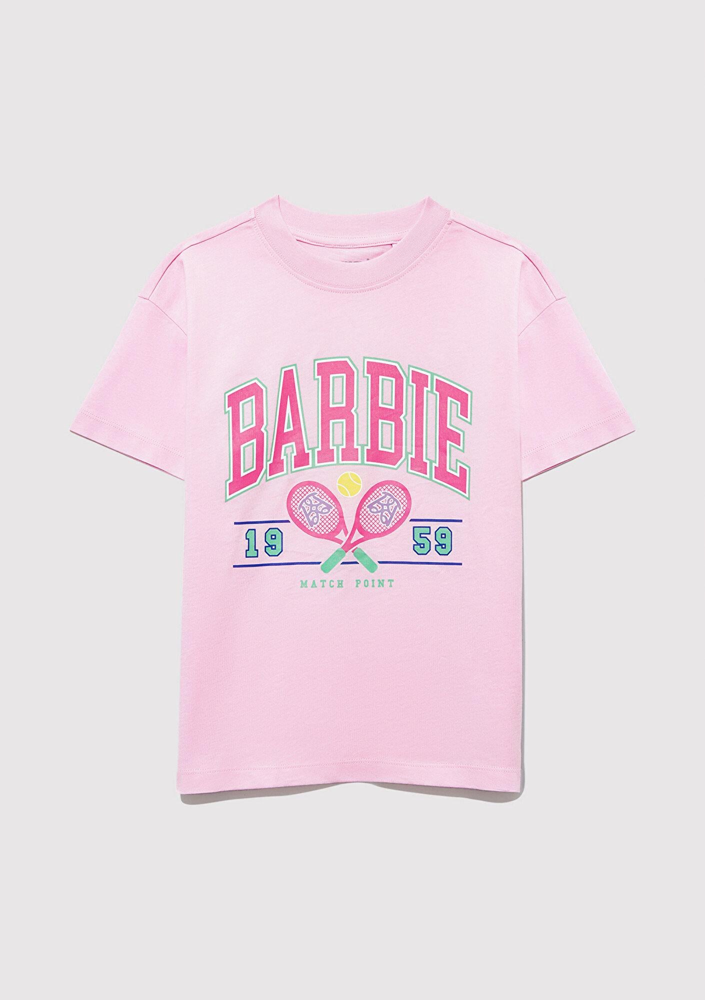 Mavi Barbie Baskılı Pembe Tişört Loose Fit / Bol Rahat Kesim 7610312-86959