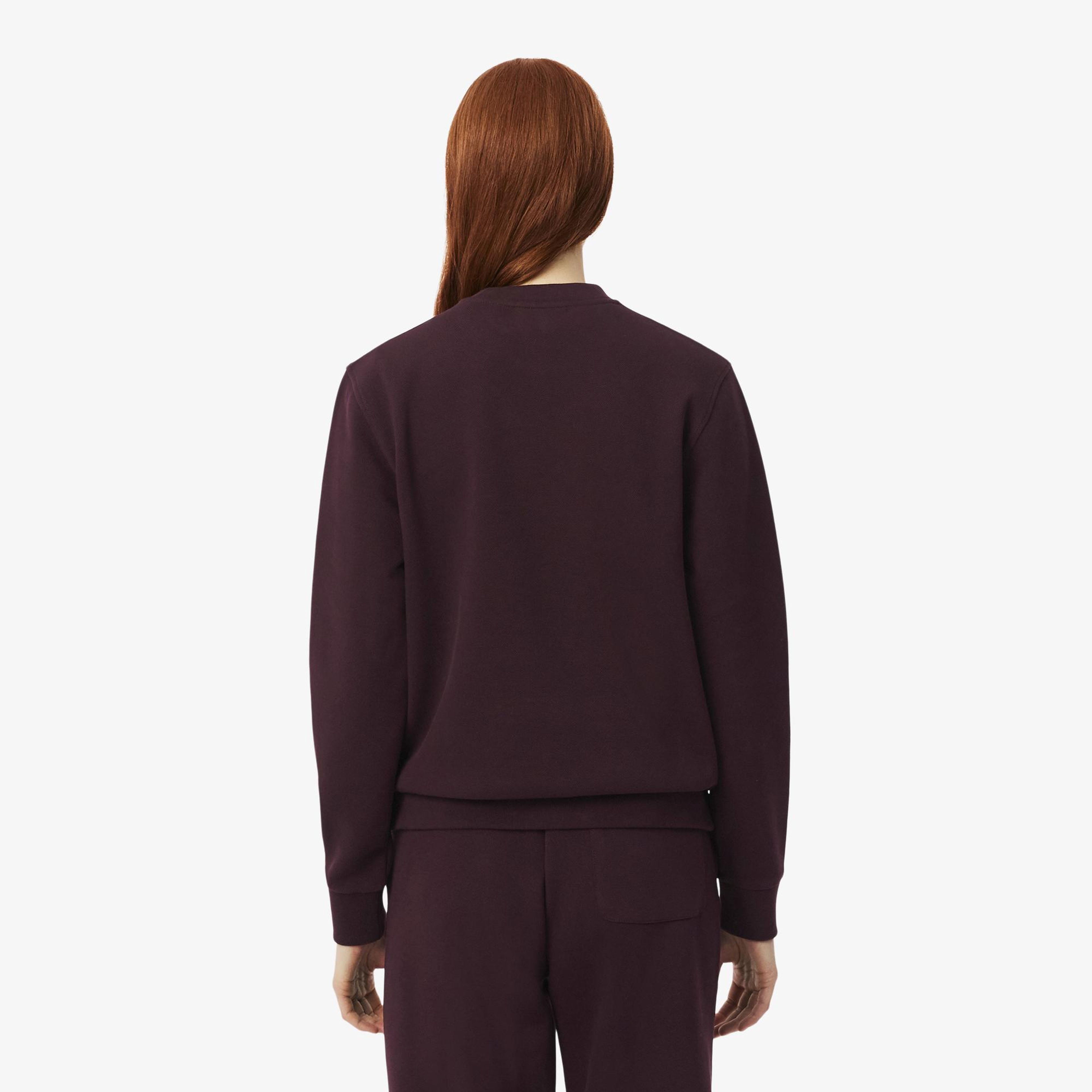 Kadın Relaxed Fit Bisiklet Yaka Bordo Sweatshirt