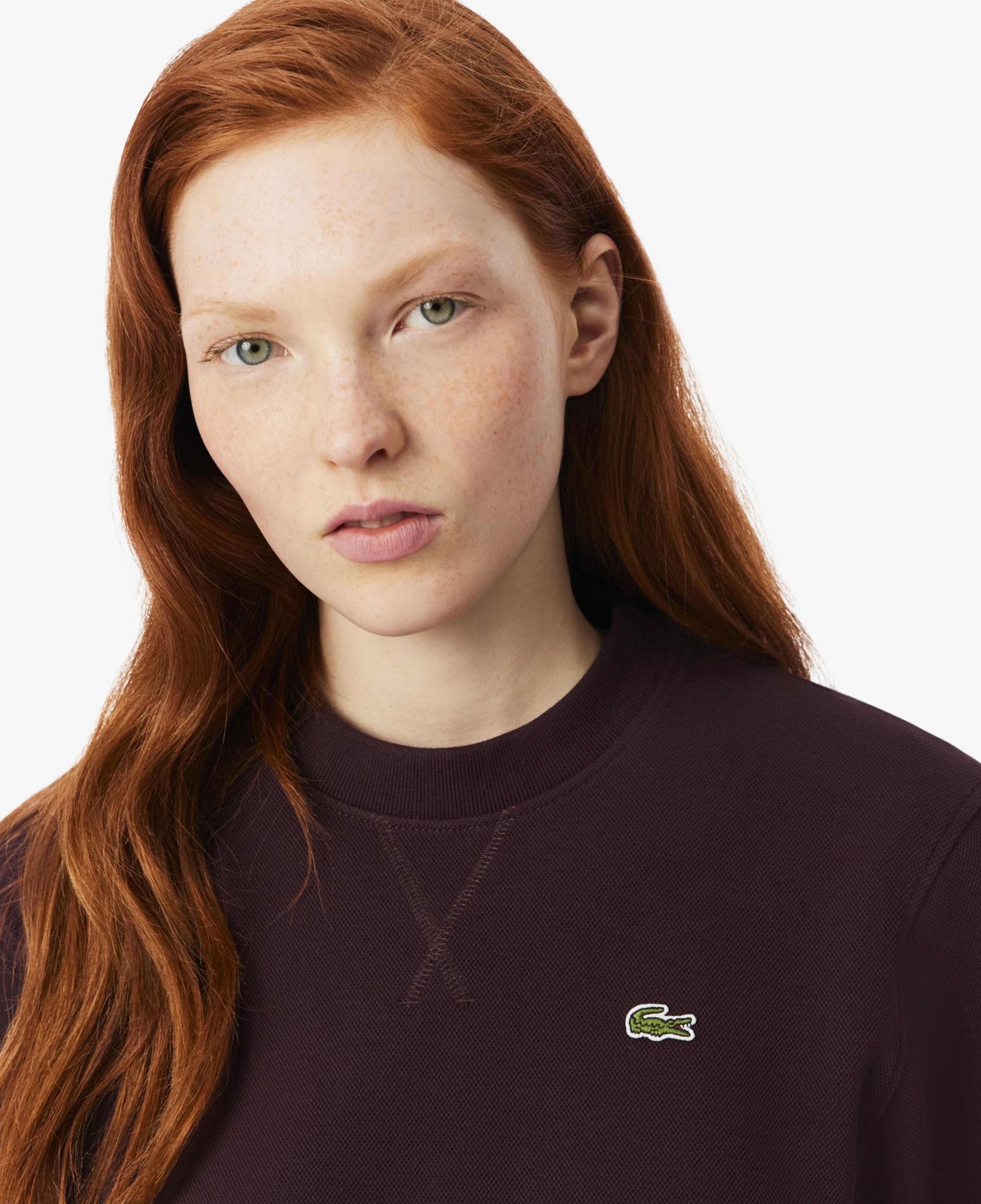 Kadın Relaxed Fit Bisiklet Yaka Bordo Sweatshirt