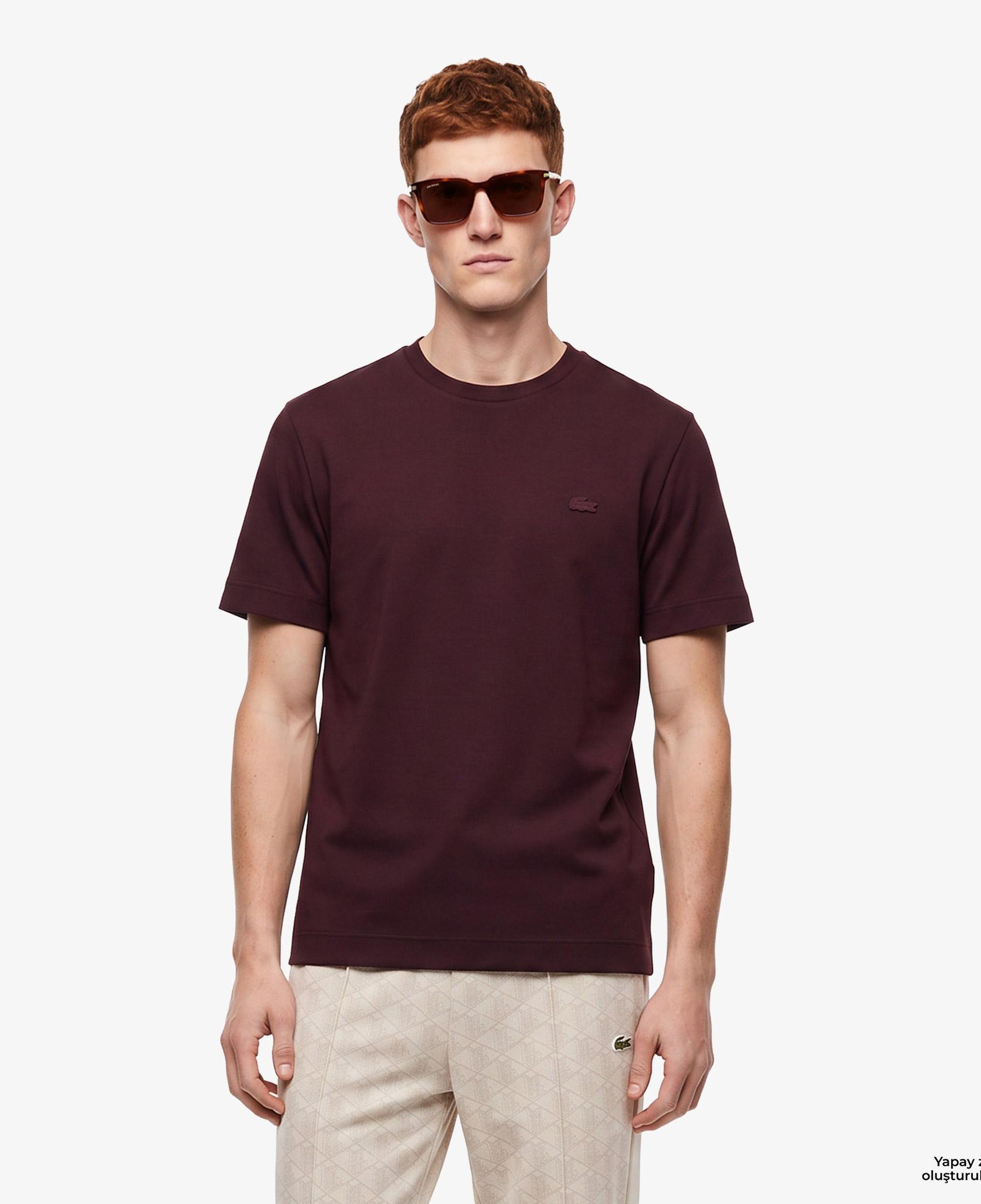 Erkek Oversize Fit Bisiklet Yaka Bordo T-Shirt