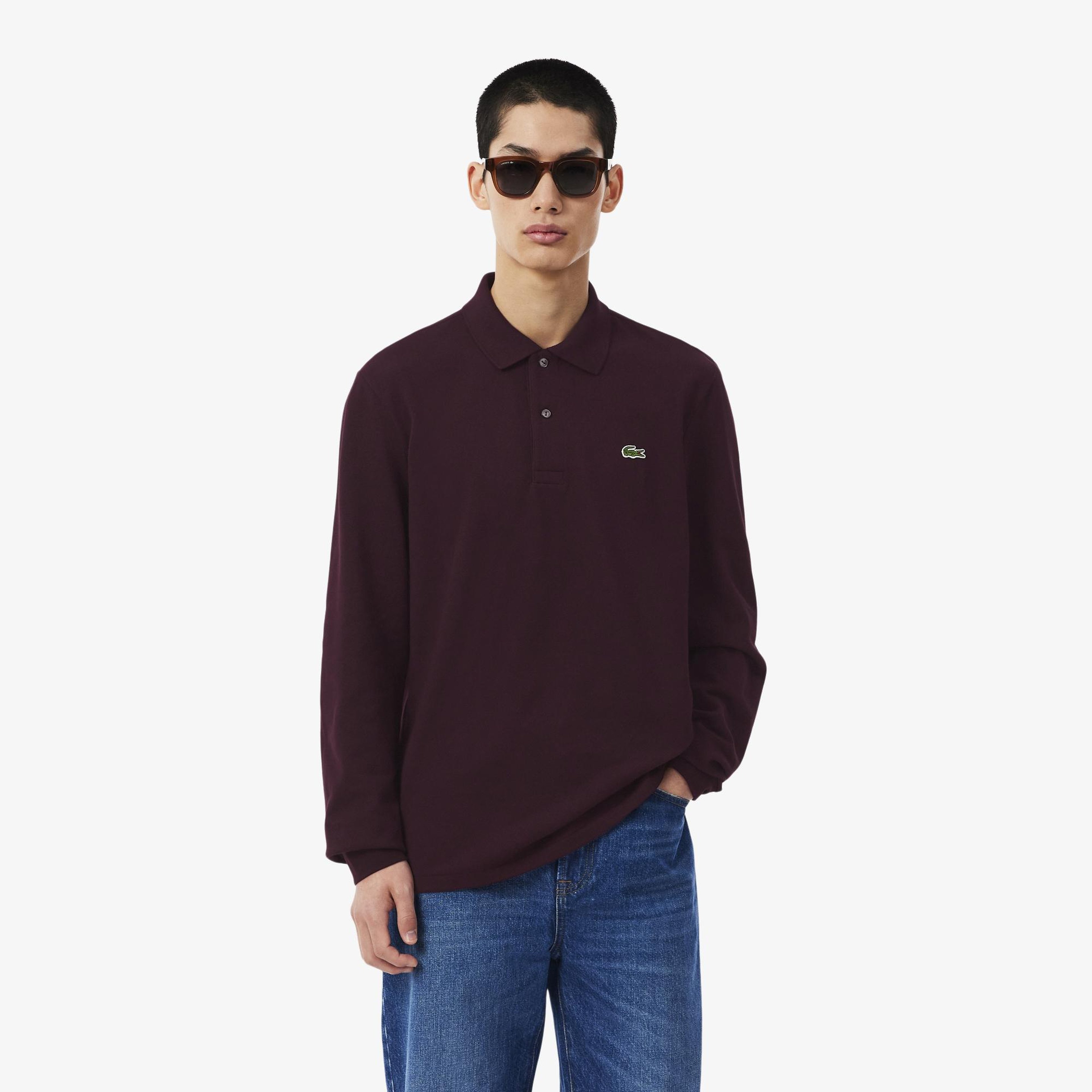 L.12.12 Erkek Classic Fit Uzun Kollu Bordo Polo