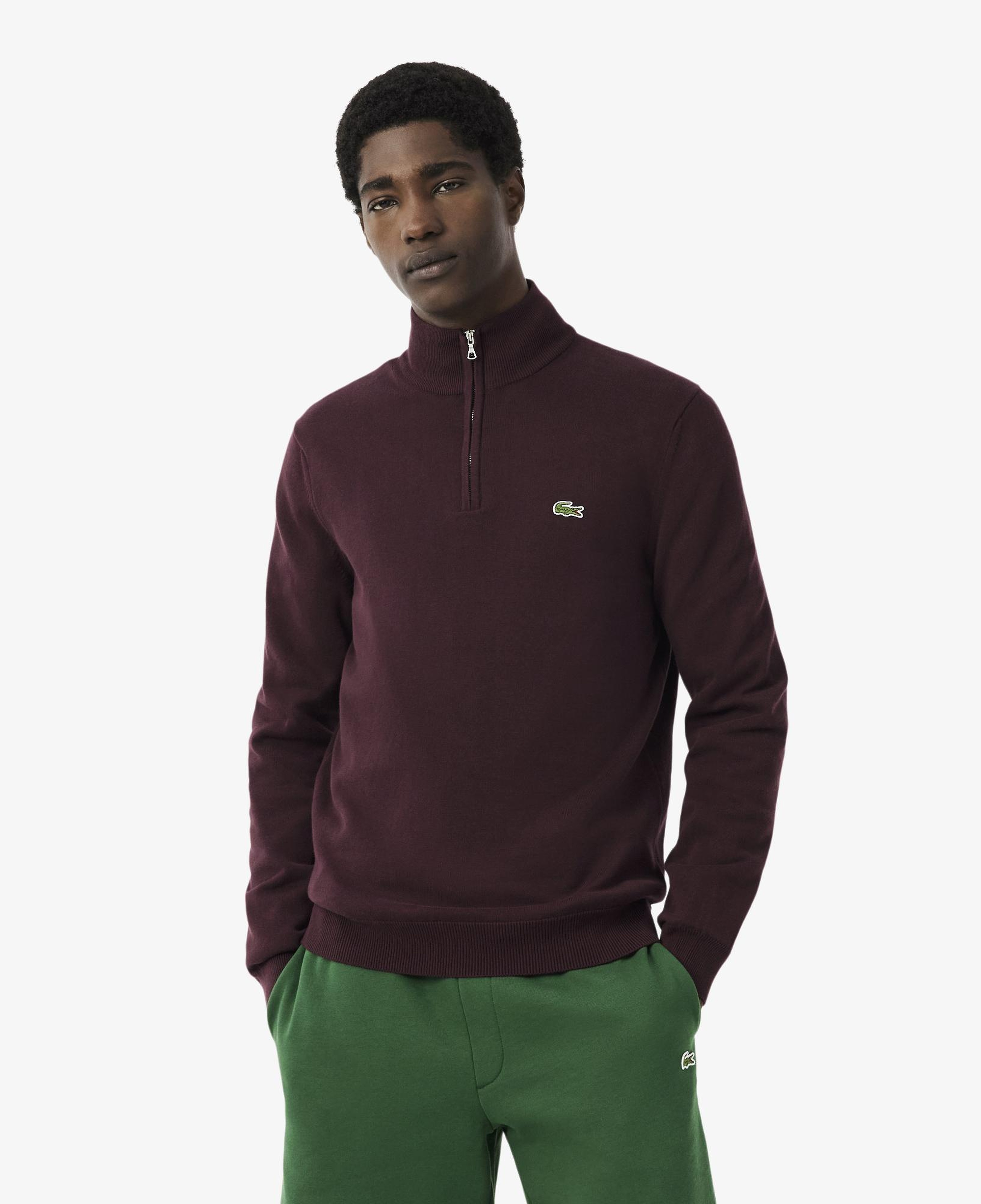 Erkek Regular Fit Yarım Fermuarlı Bordo Kazak