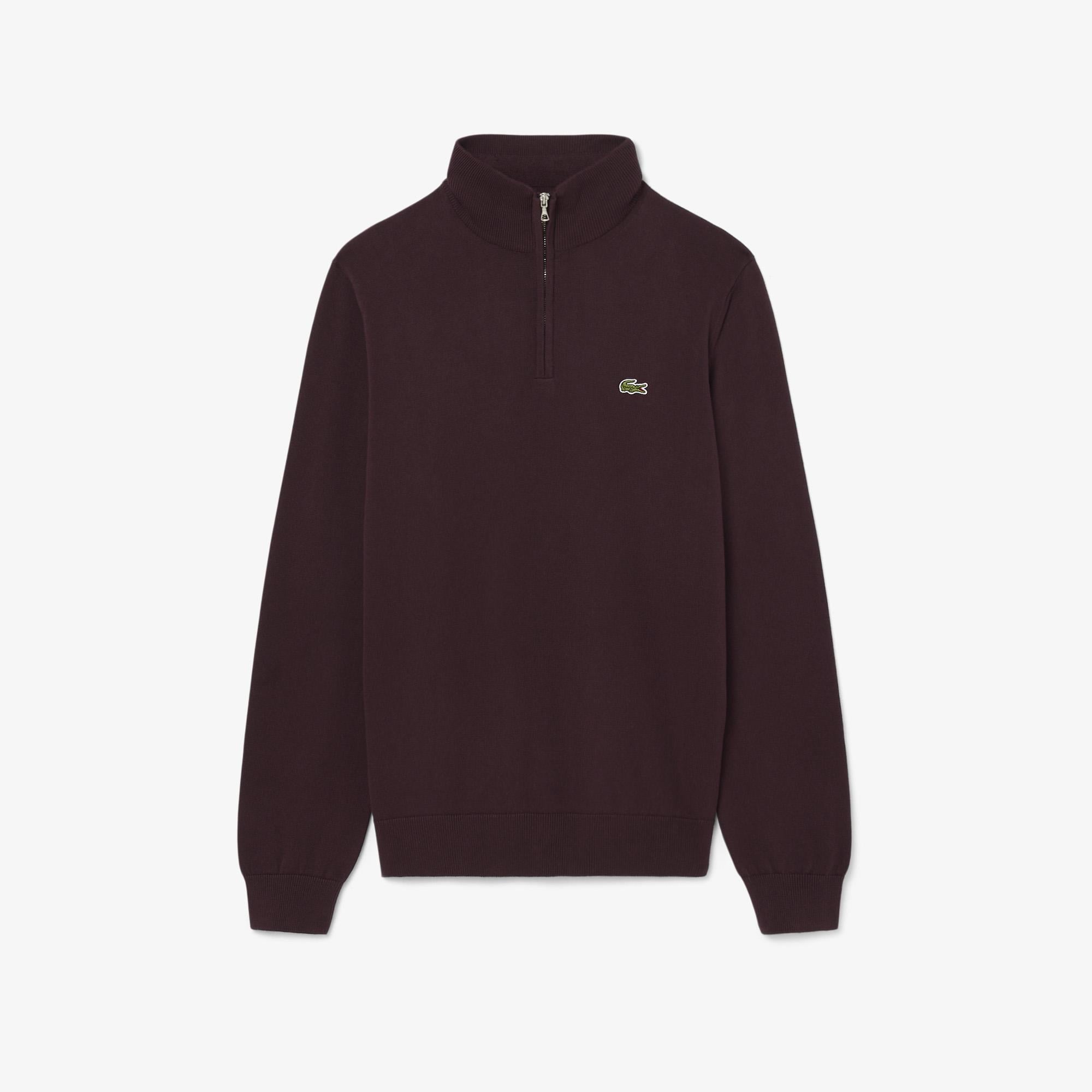 Erkek Regular Fit Yarım Fermuarlı Bordo Kazak
