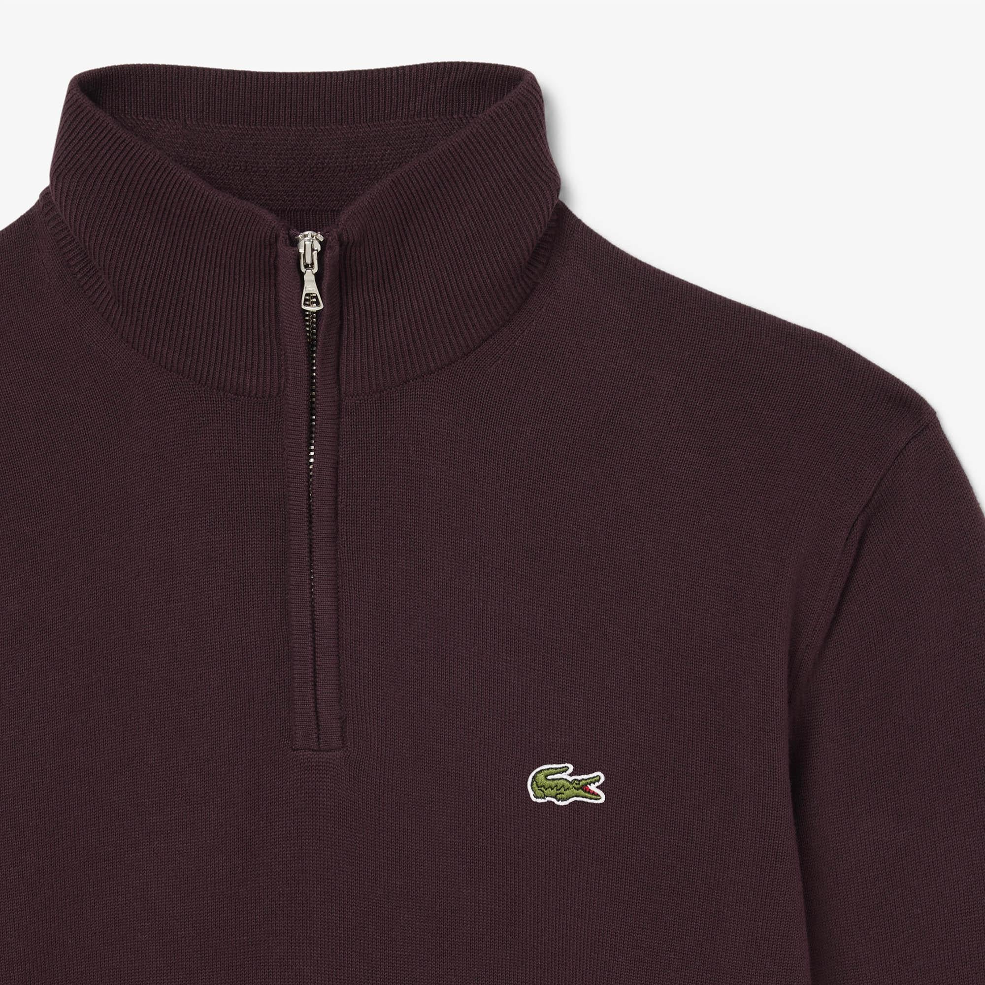 Erkek Regular Fit Yarım Fermuarlı Bordo Kazak