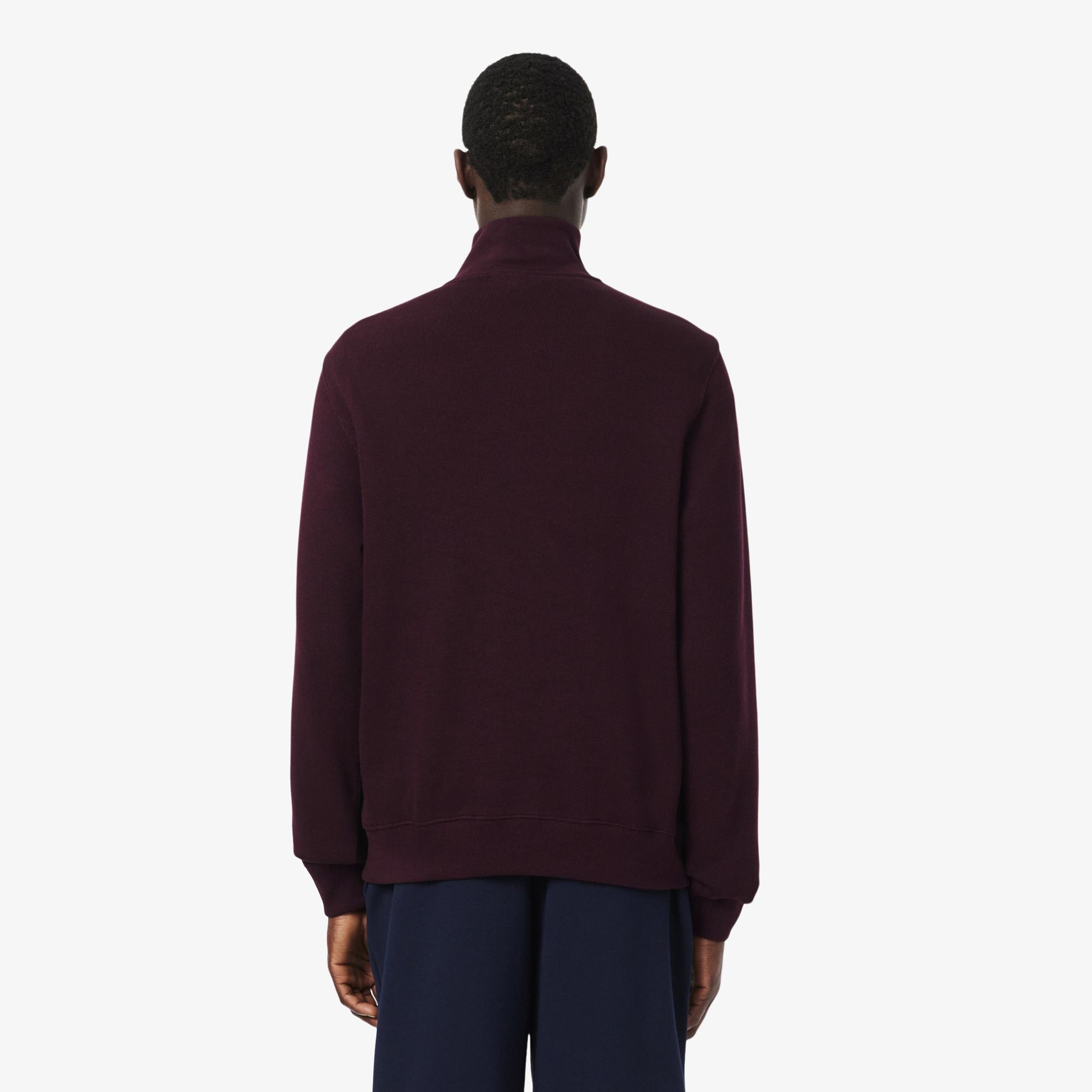 Erkek Regular Fit Yarım Fermuarlı Bordo Sweatshirt