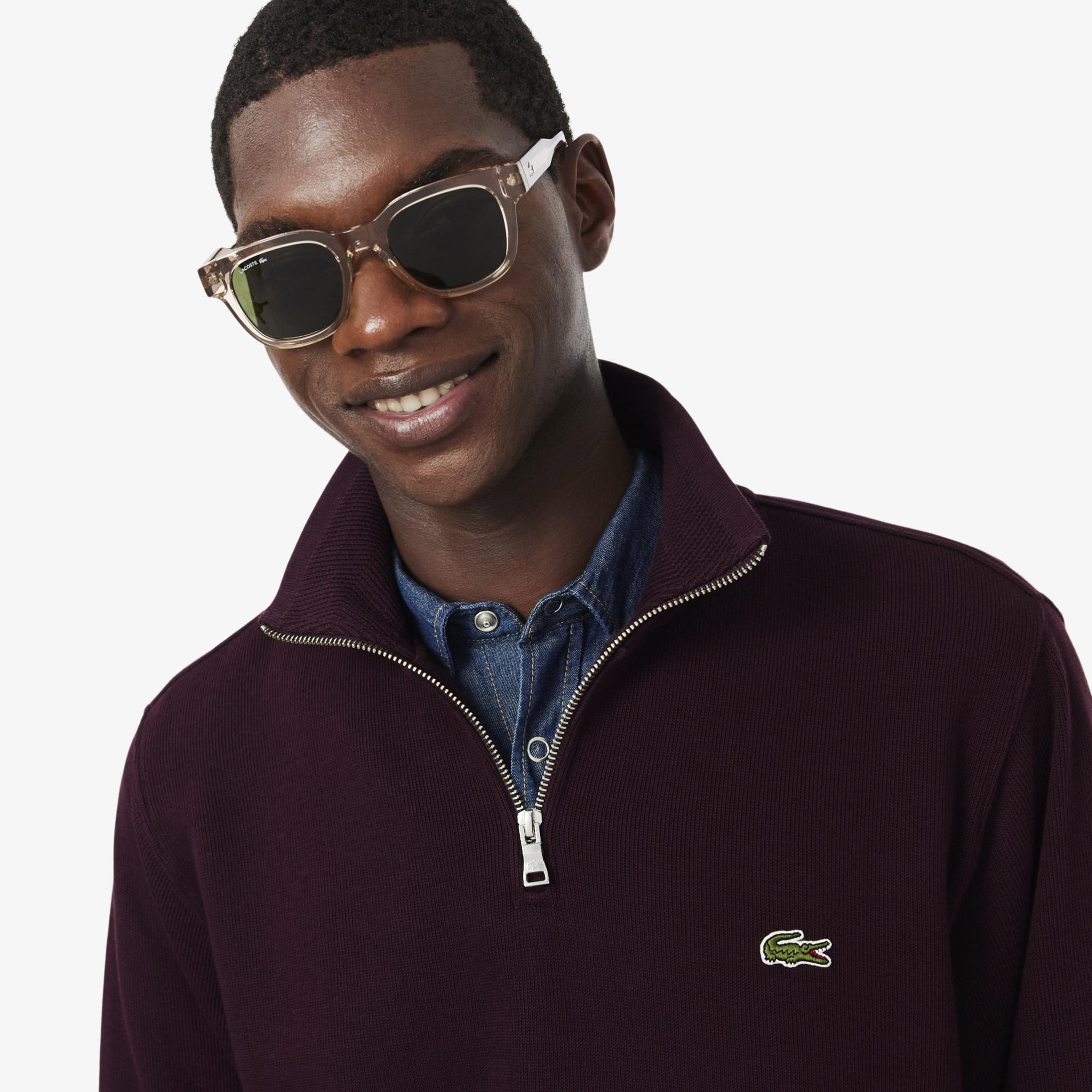 Erkek Regular Fit Yarım Fermuarlı Bordo Sweatshirt