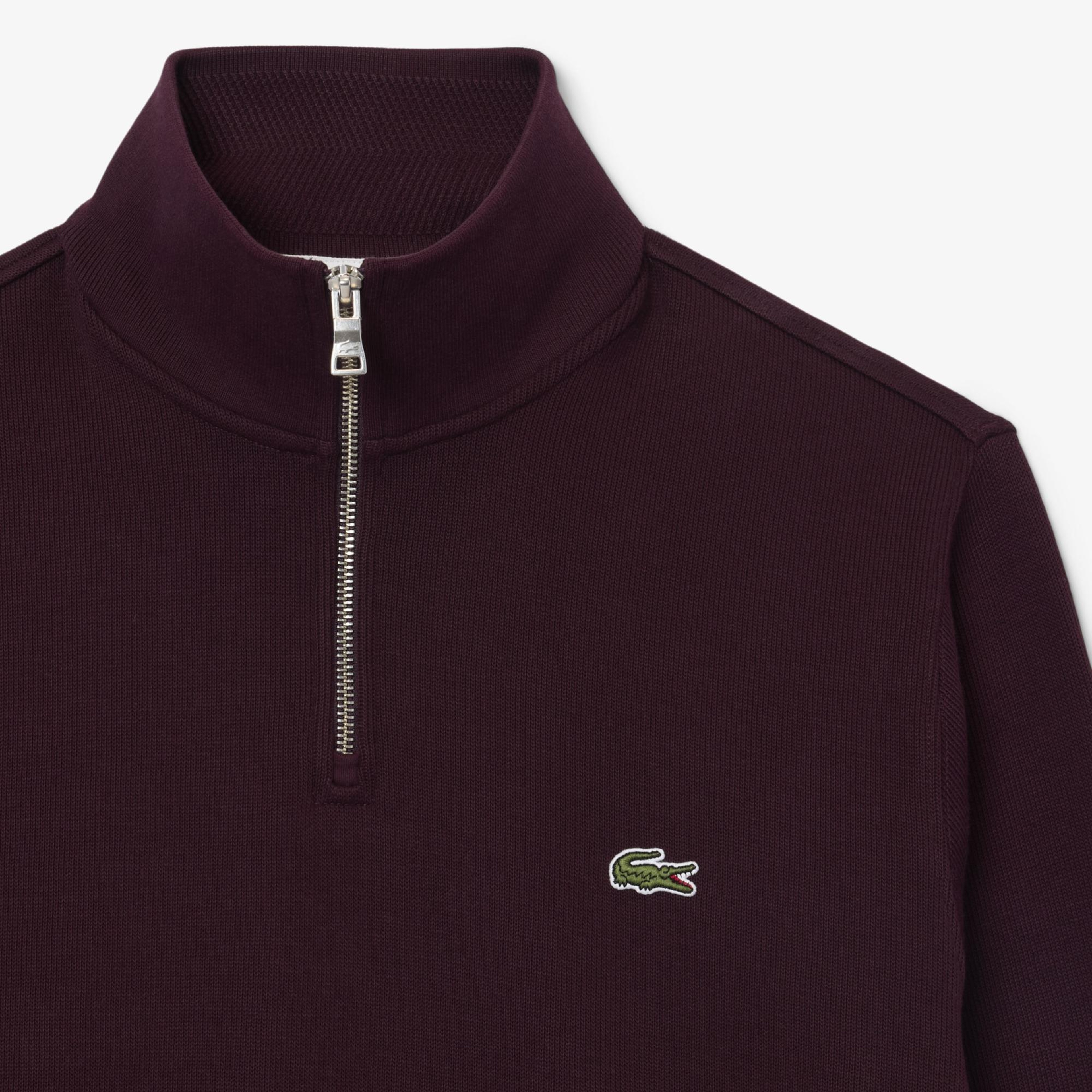 Erkek Regular Fit Yarım Fermuarlı Bordo Sweatshirt