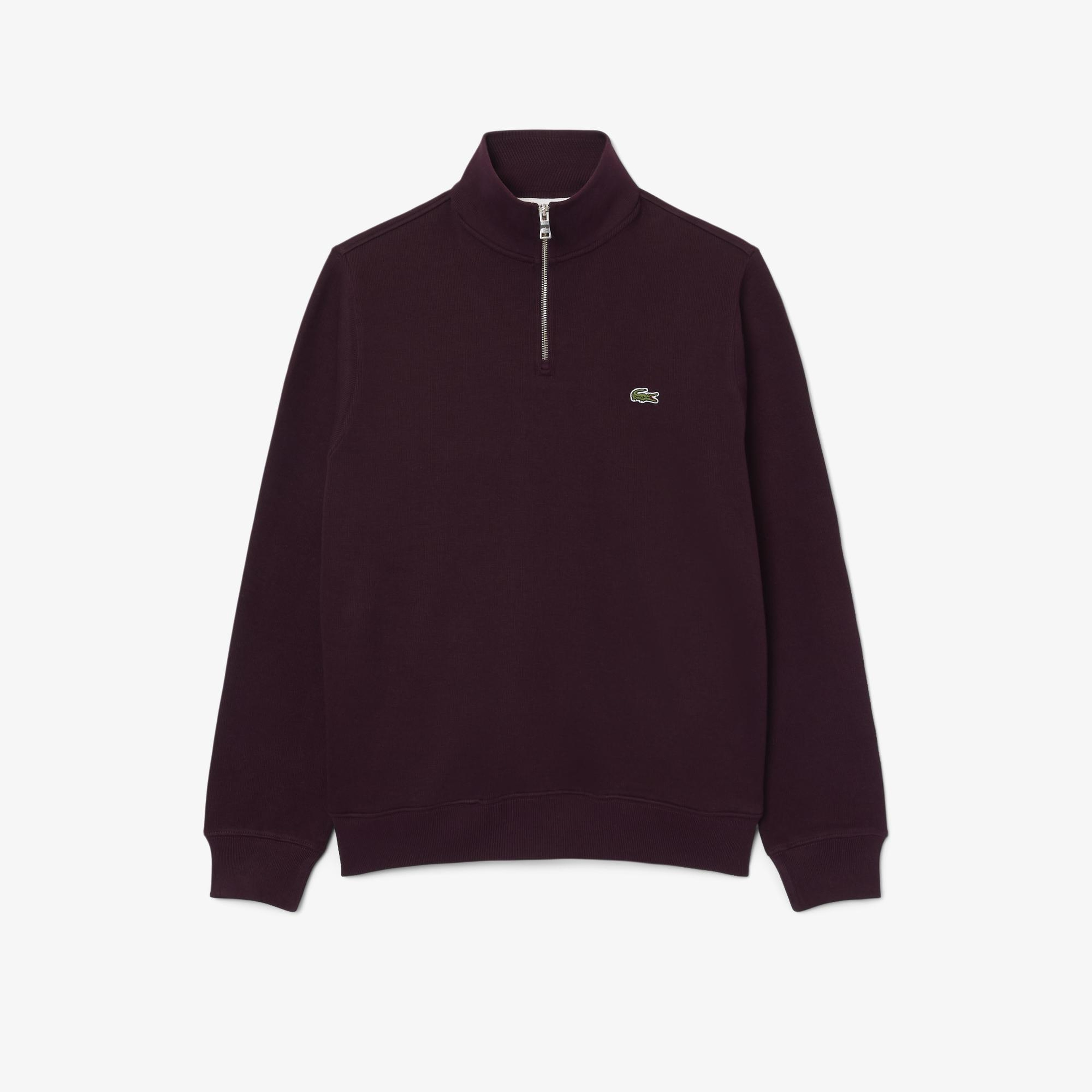 Erkek Regular Fit Yarım Fermuarlı Bordo Sweatshirt