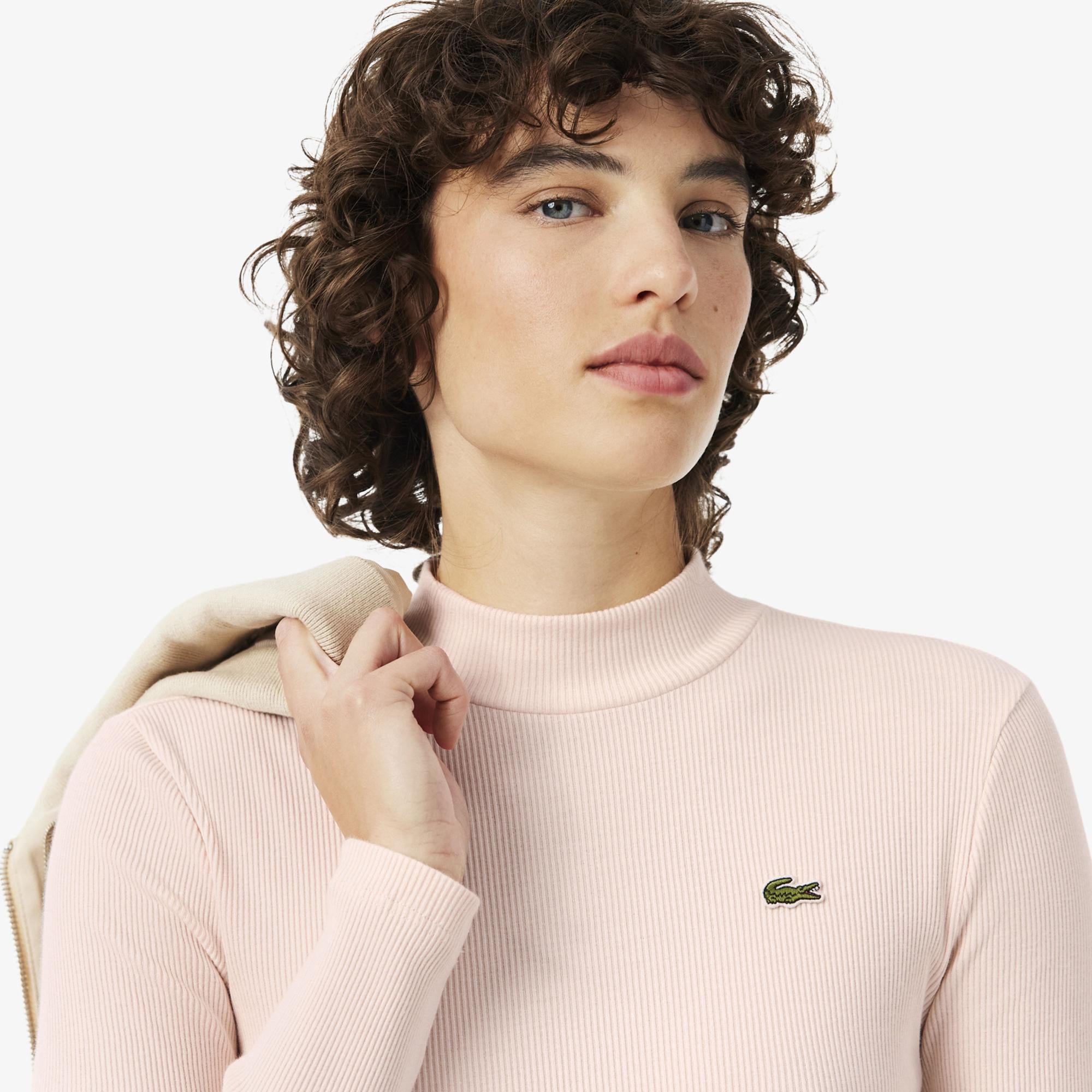 Kadın Slim Fit Uzun Kollu Pembe T-Shirt