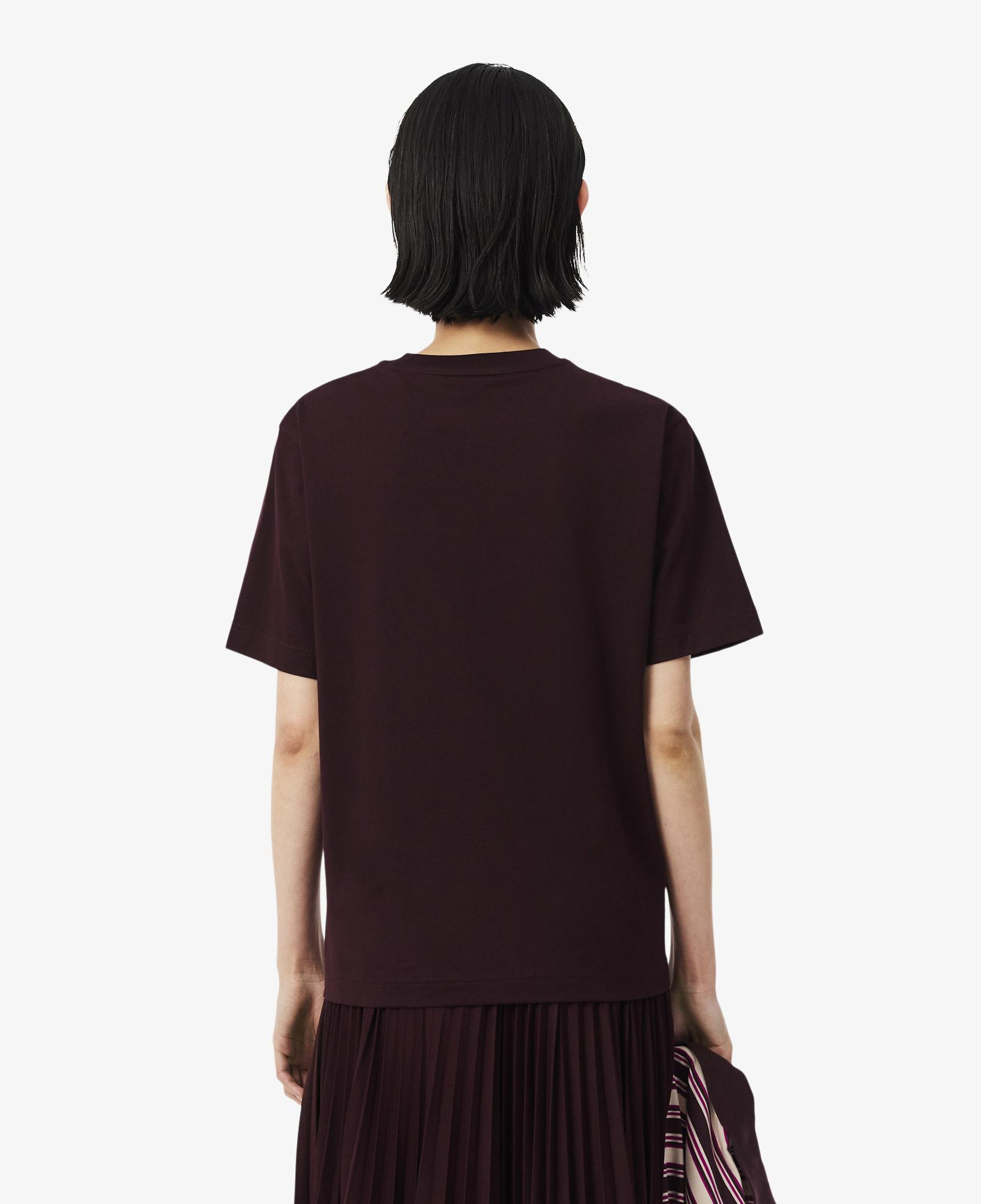 Kadın Relaxed Fit Bisiklet Yaka Bordo T-Shirt