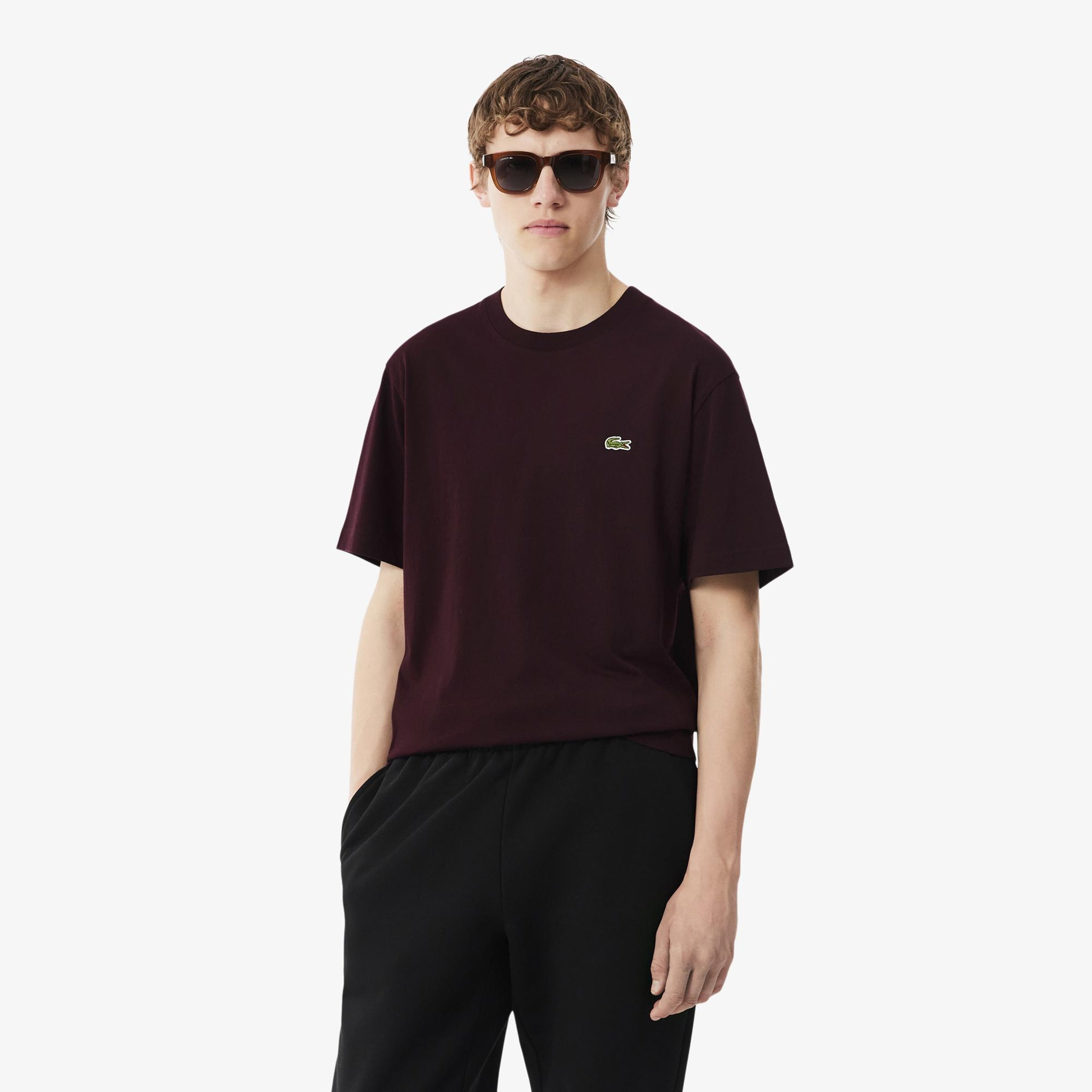 Erkek Classic Fit Bisiklet Yaka Bordo T-Shirt