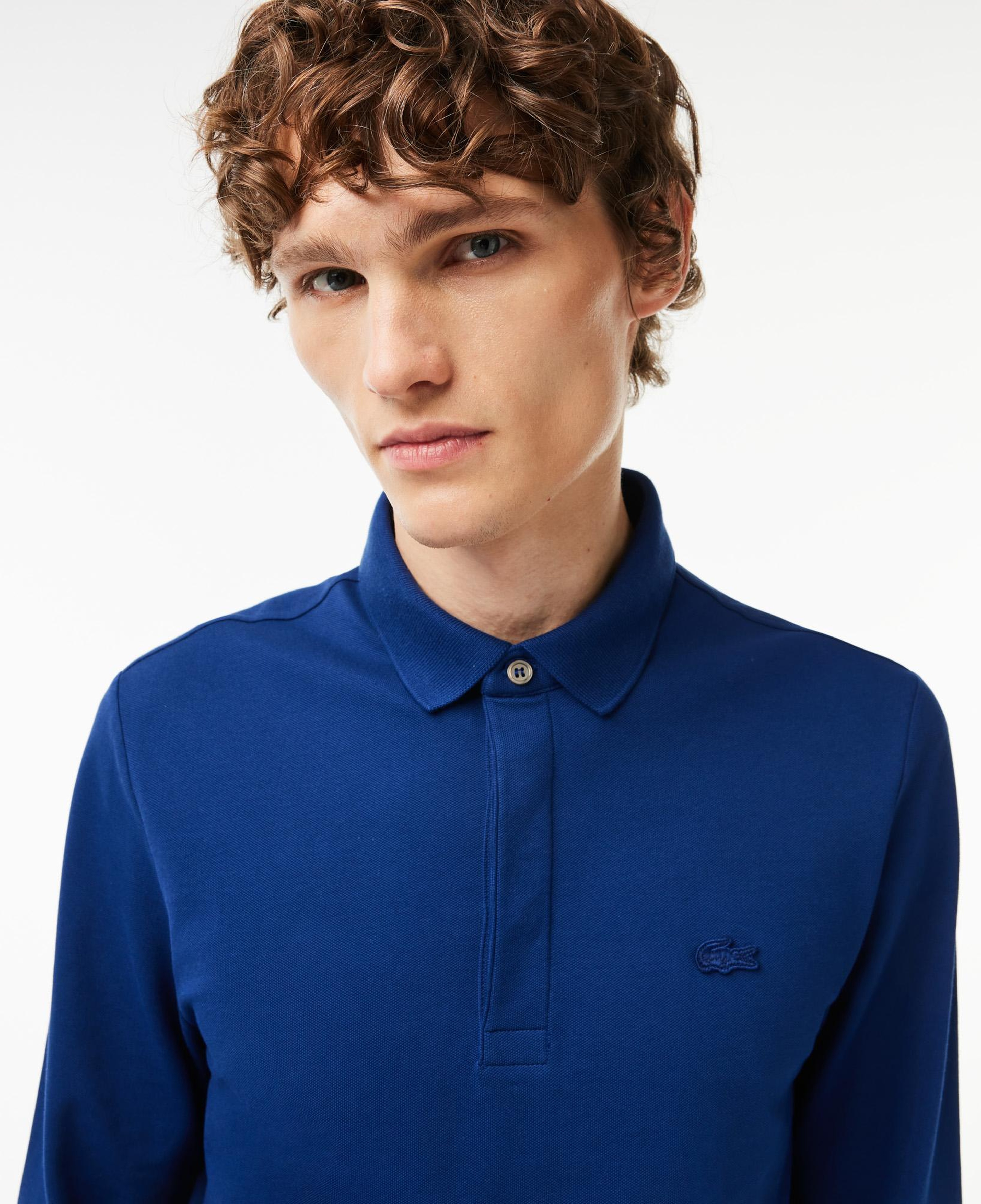 Erkek Regular Fit Uzun Kollu Koyu Mavi Paris Polo