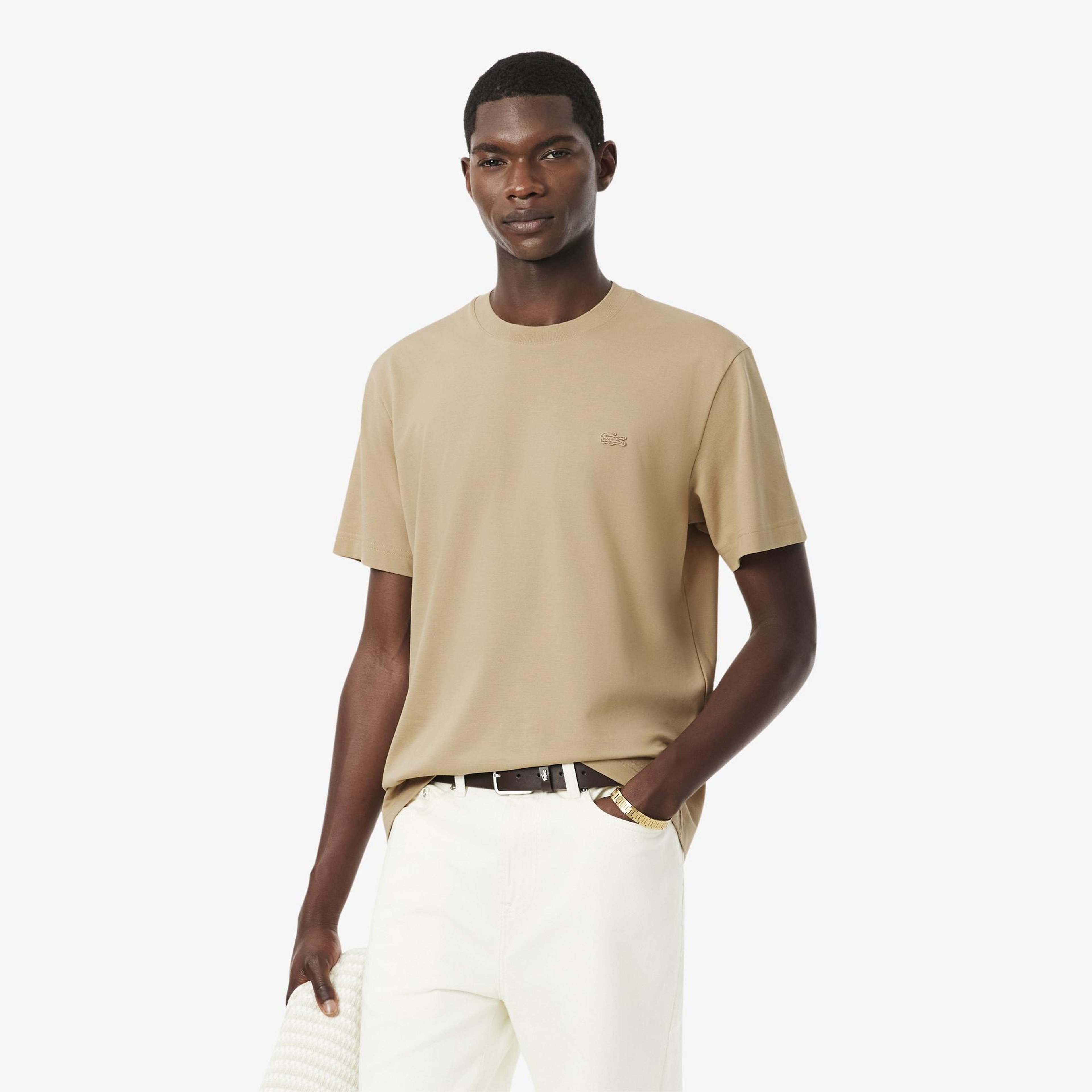 Erkek Classic Fit Bisiklet Yaka Bej T-Shirt