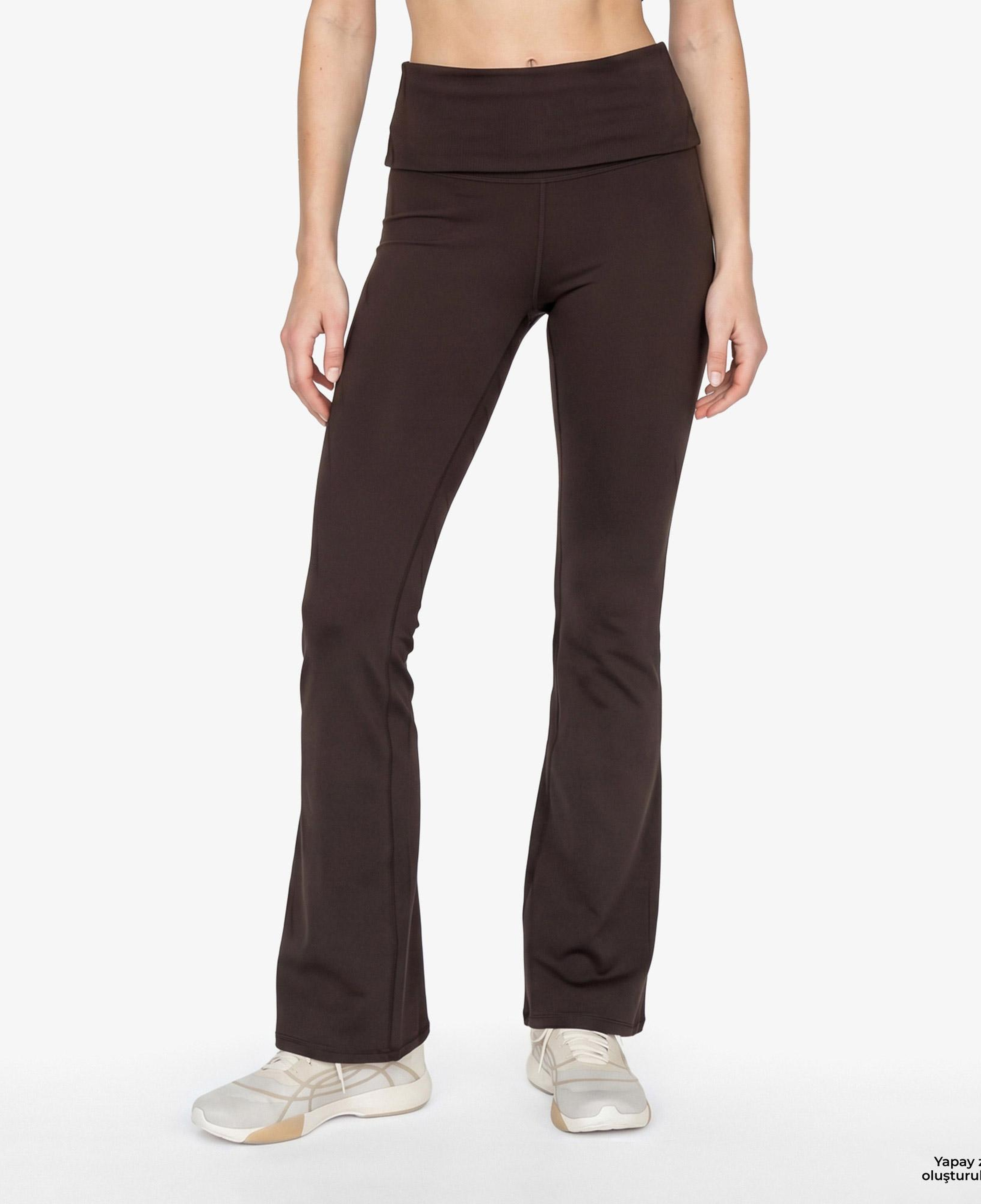 Under Armour Meridian Rib Foldover Flare Kadın Kahverengi Antrenman Tayt