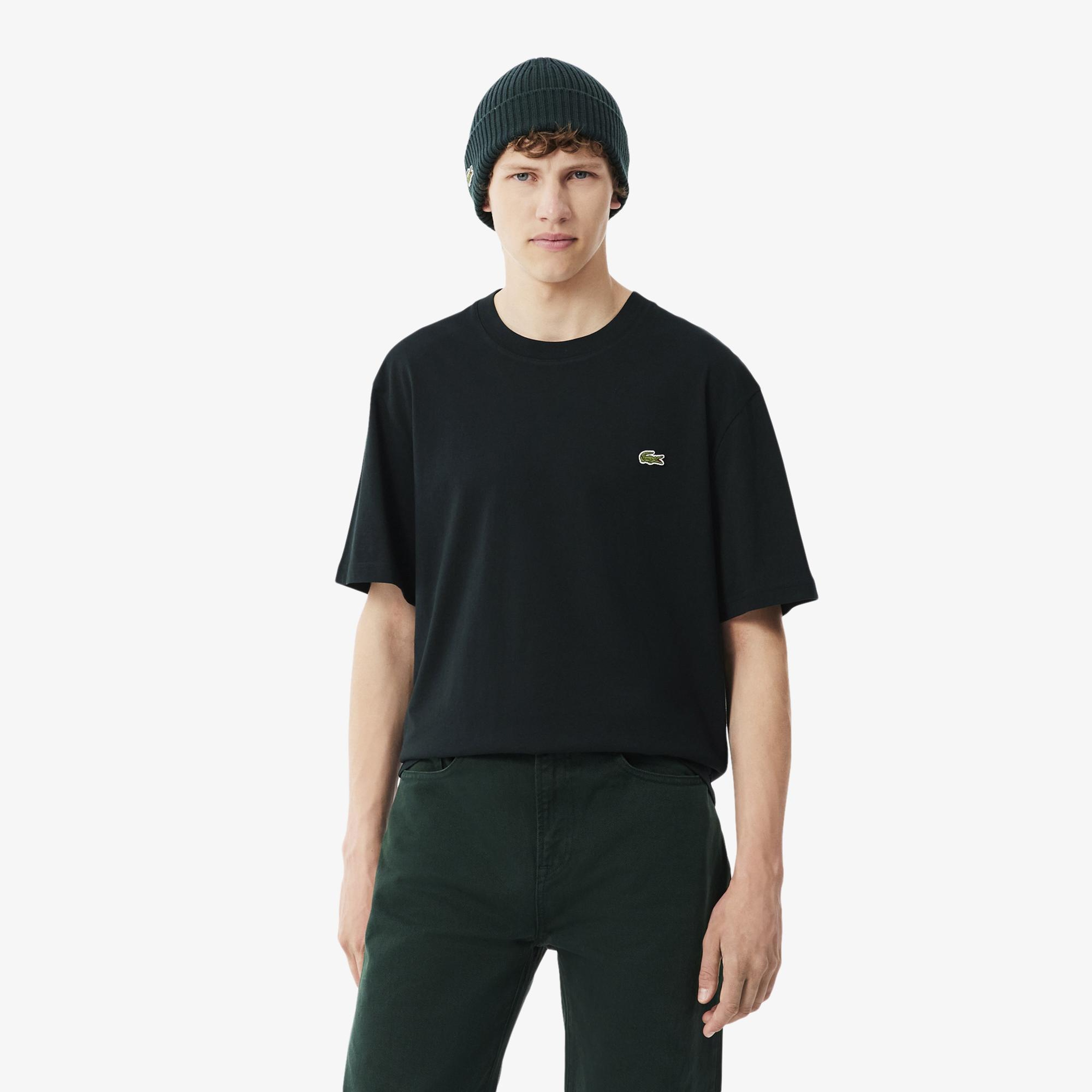 Erkek Classic Fit Bisiklet Yaka Koyu Yeşil T-Shirt