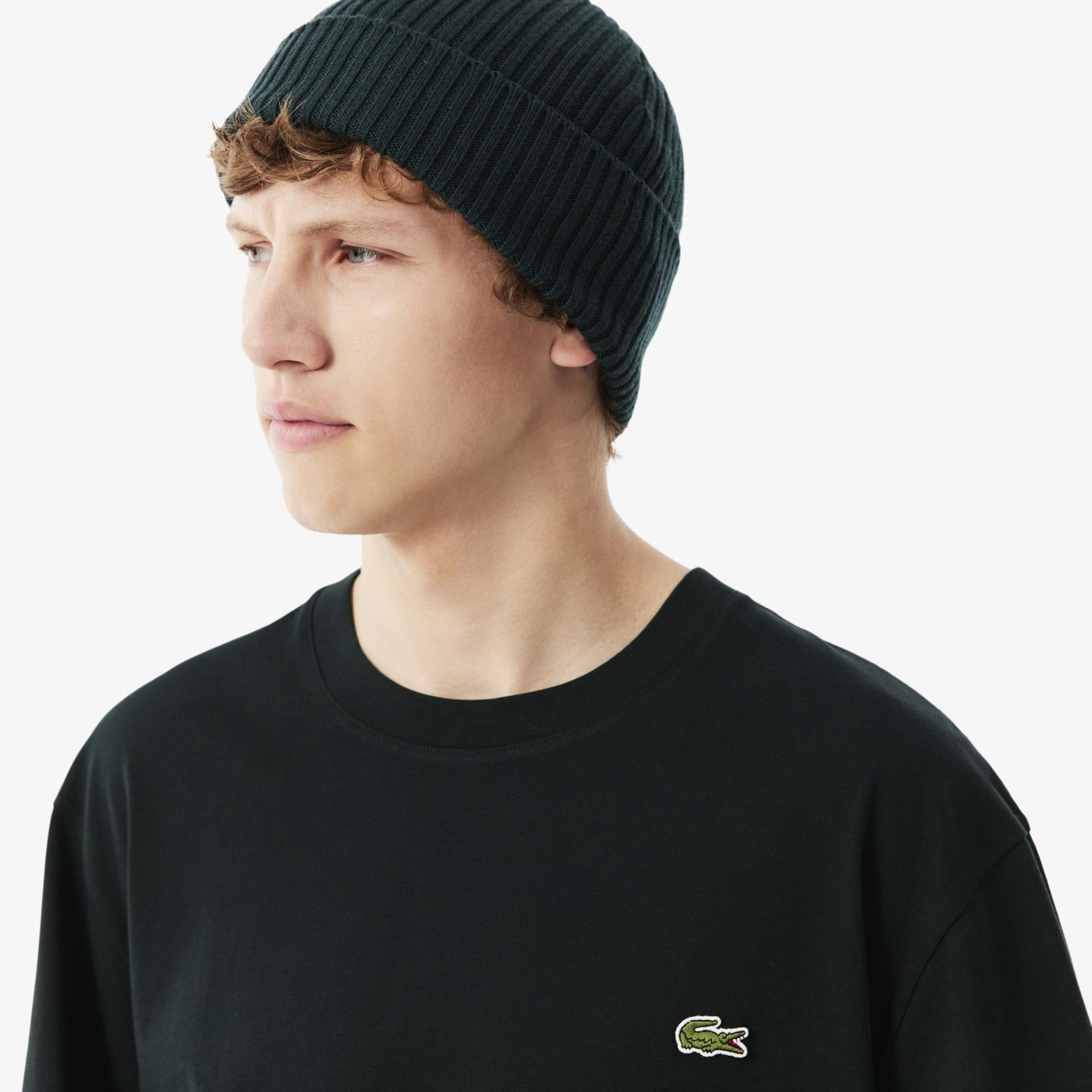 Erkek Classic Fit Bisiklet Yaka Koyu Yeşil T-Shirt