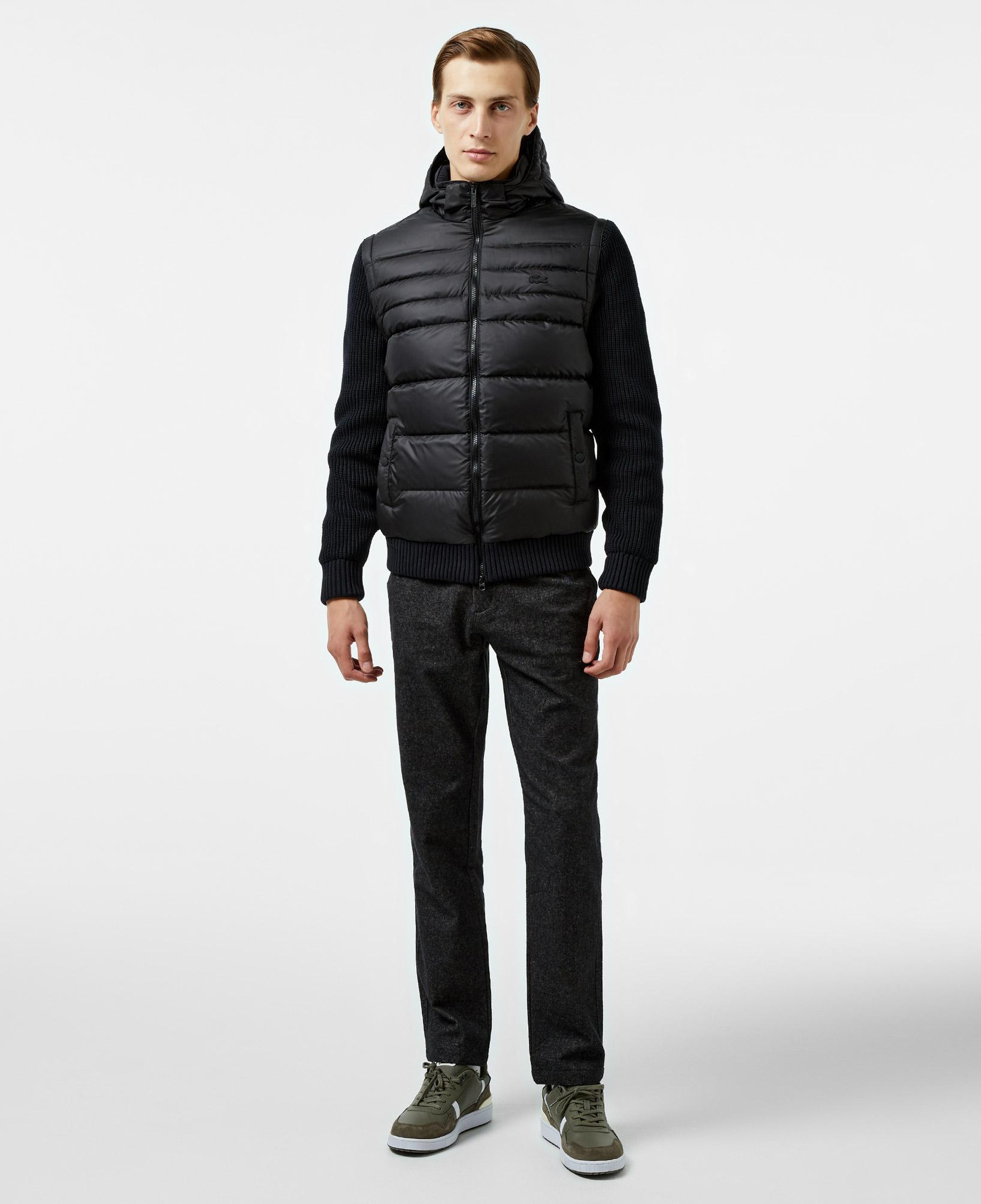 Erkek Slim Fit Kapüşonlu Siyah Mont