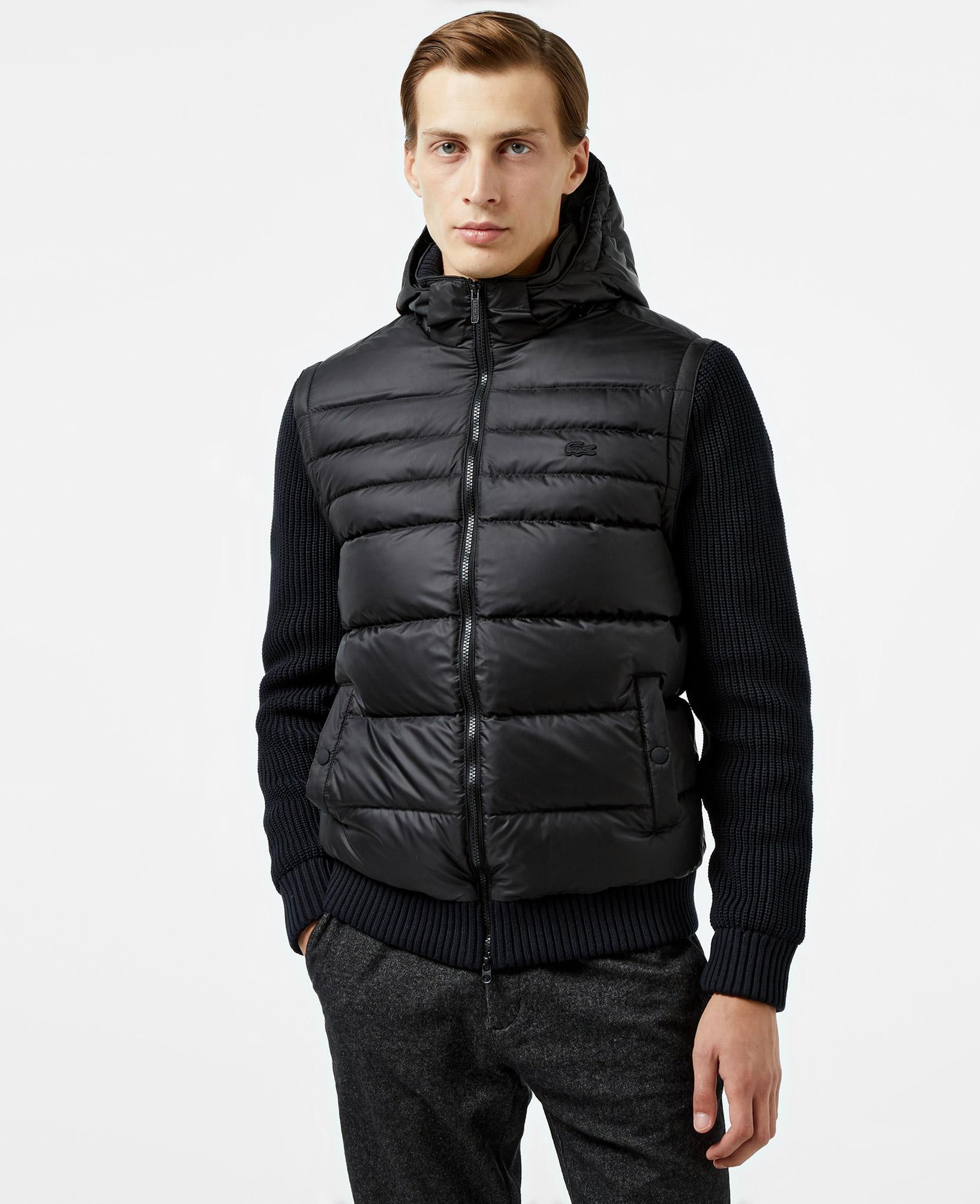 Erkek Slim Fit Kapüşonlu Siyah Mont