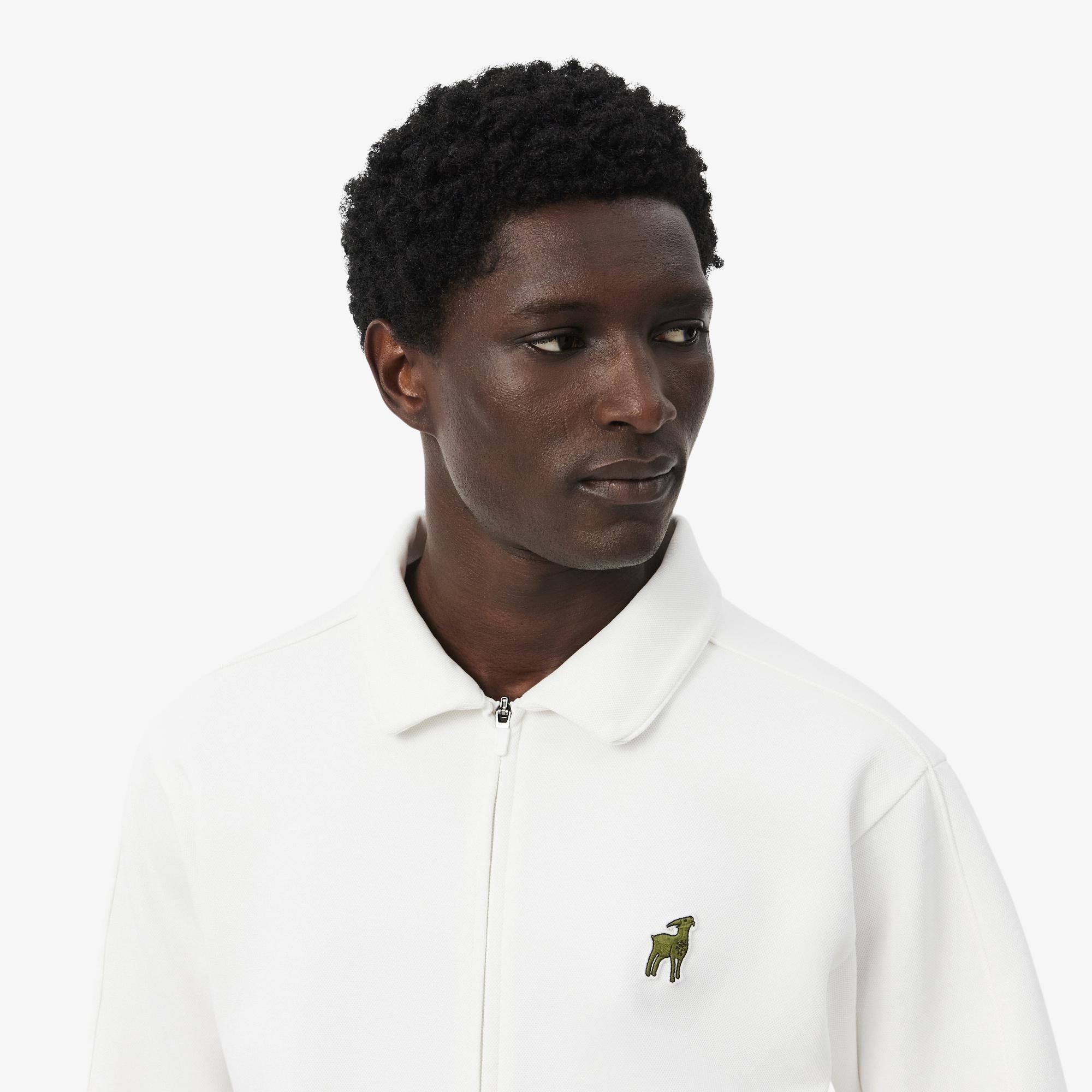 Lacoste x Novak Djokovic The GOAT Erkek Regular Fit Fermuarlı Beyaz Sweatshirt