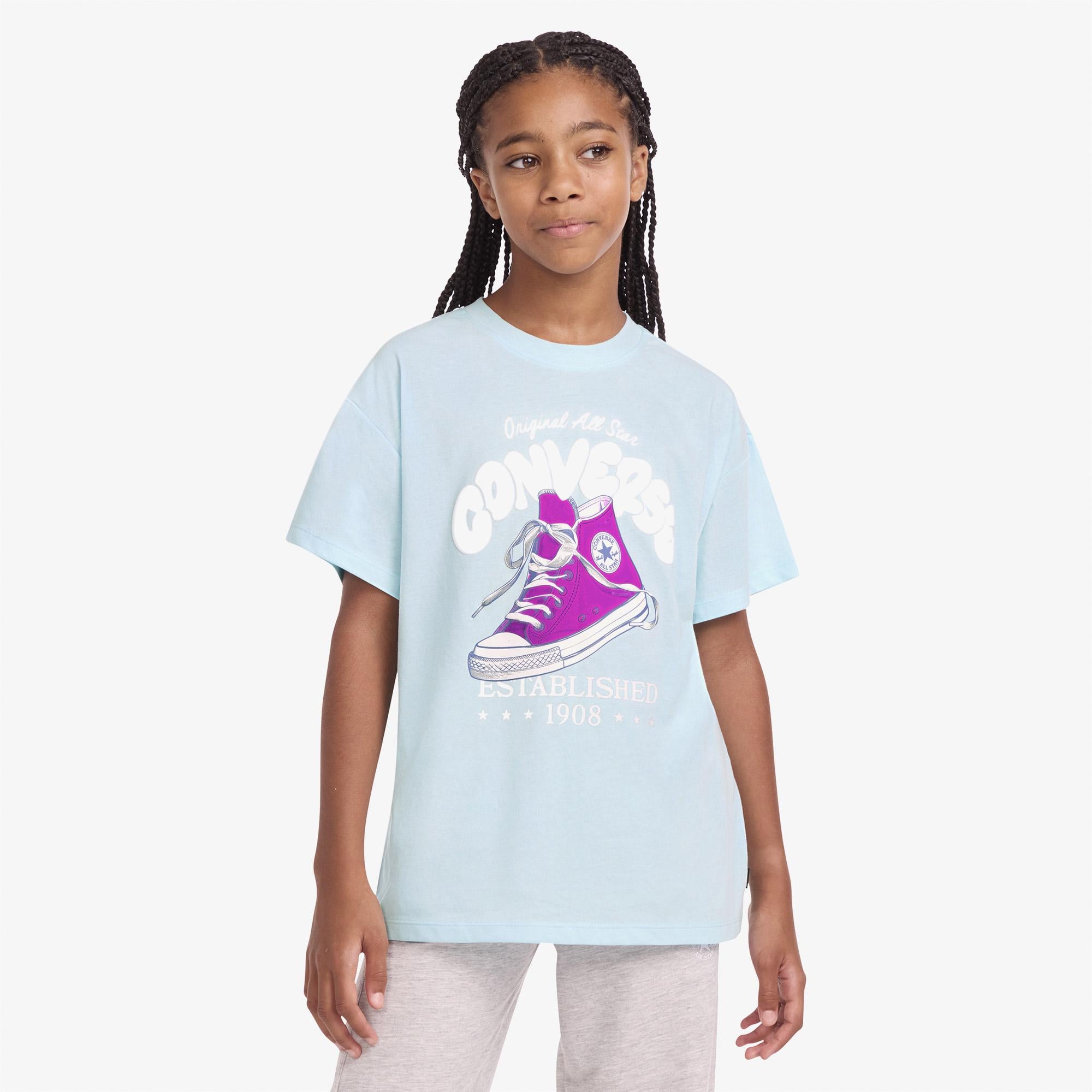 Converse Çocuk Mavi Grafik Baskılı T-Shirt