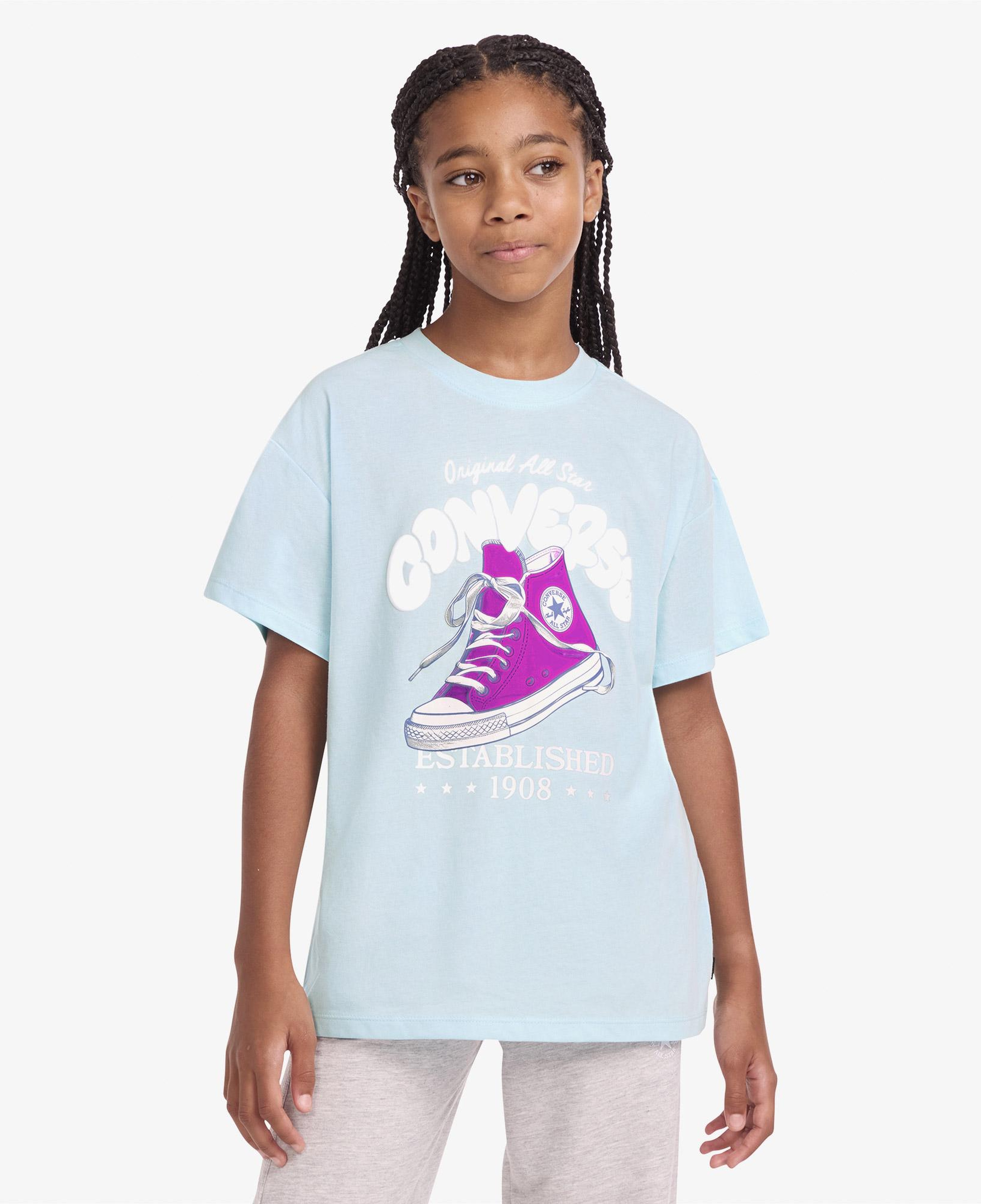 Converse Çocuk Mavi Grafik Baskılı T-Shirt