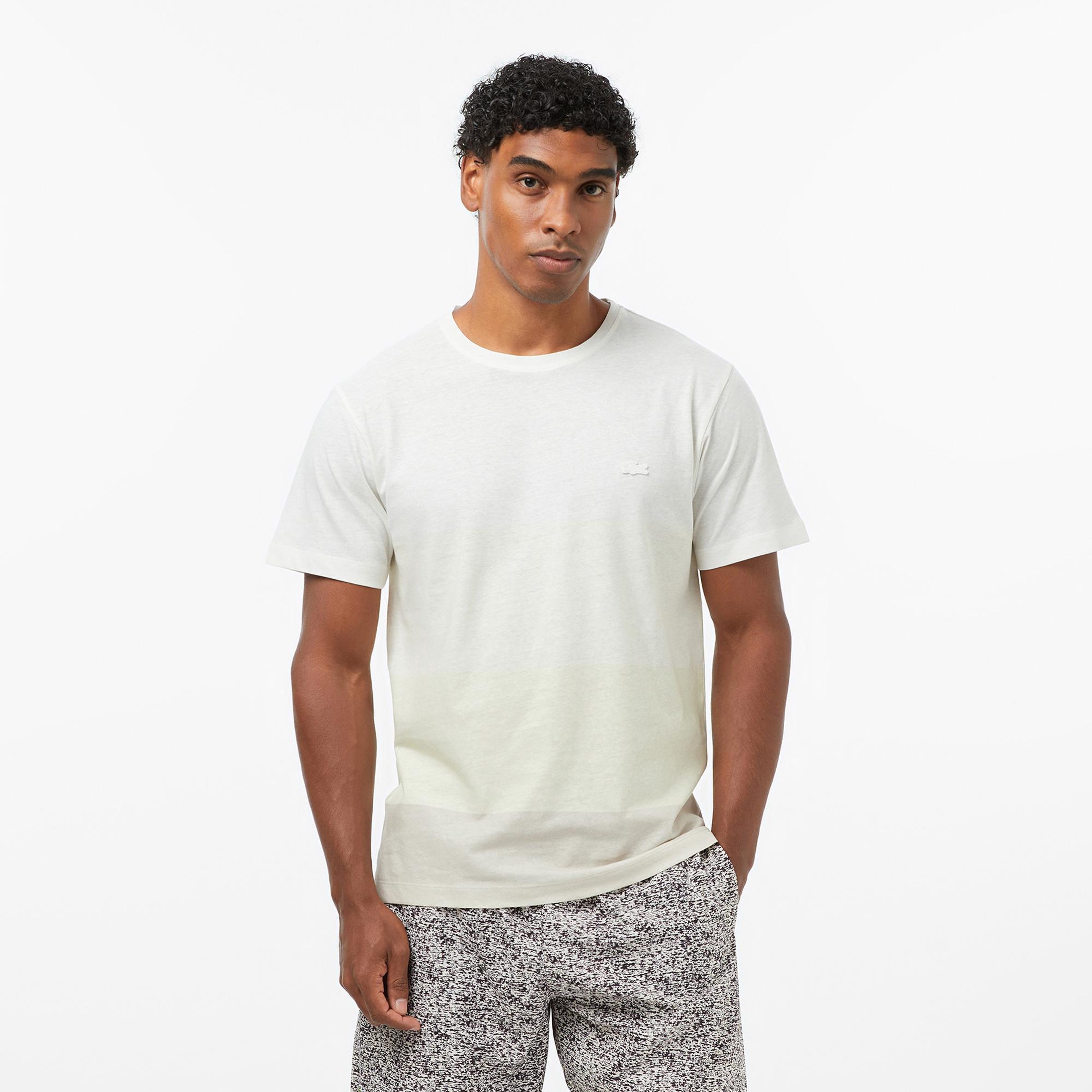 Erkek Regular Fit Bisiklet Yaka Renk Bloklu Bej T-Shirt