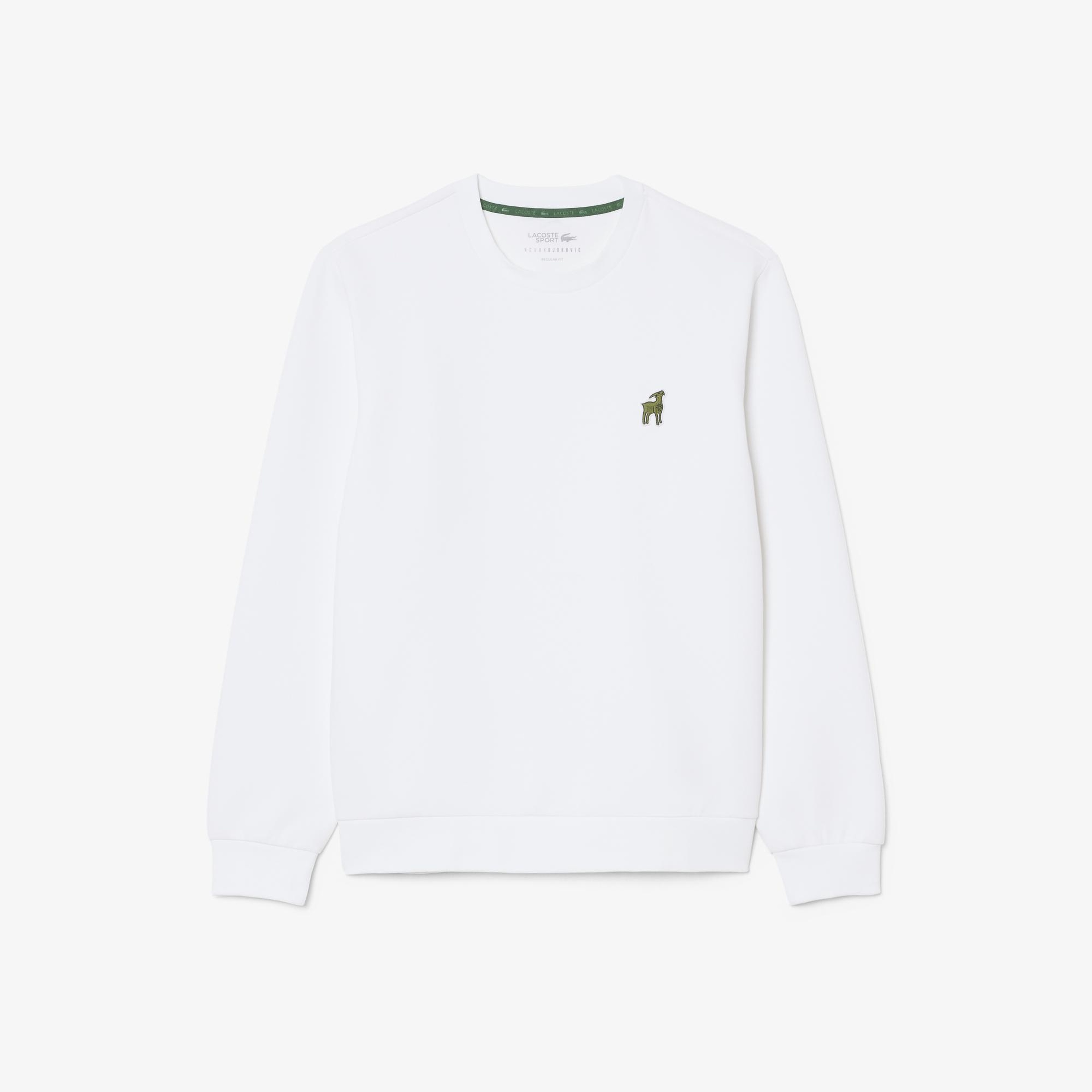 Lacoste x Novak Djokovic The GOAT Erkek Regular Fit Bisiklet Yaka Beyaz Sweatshirt