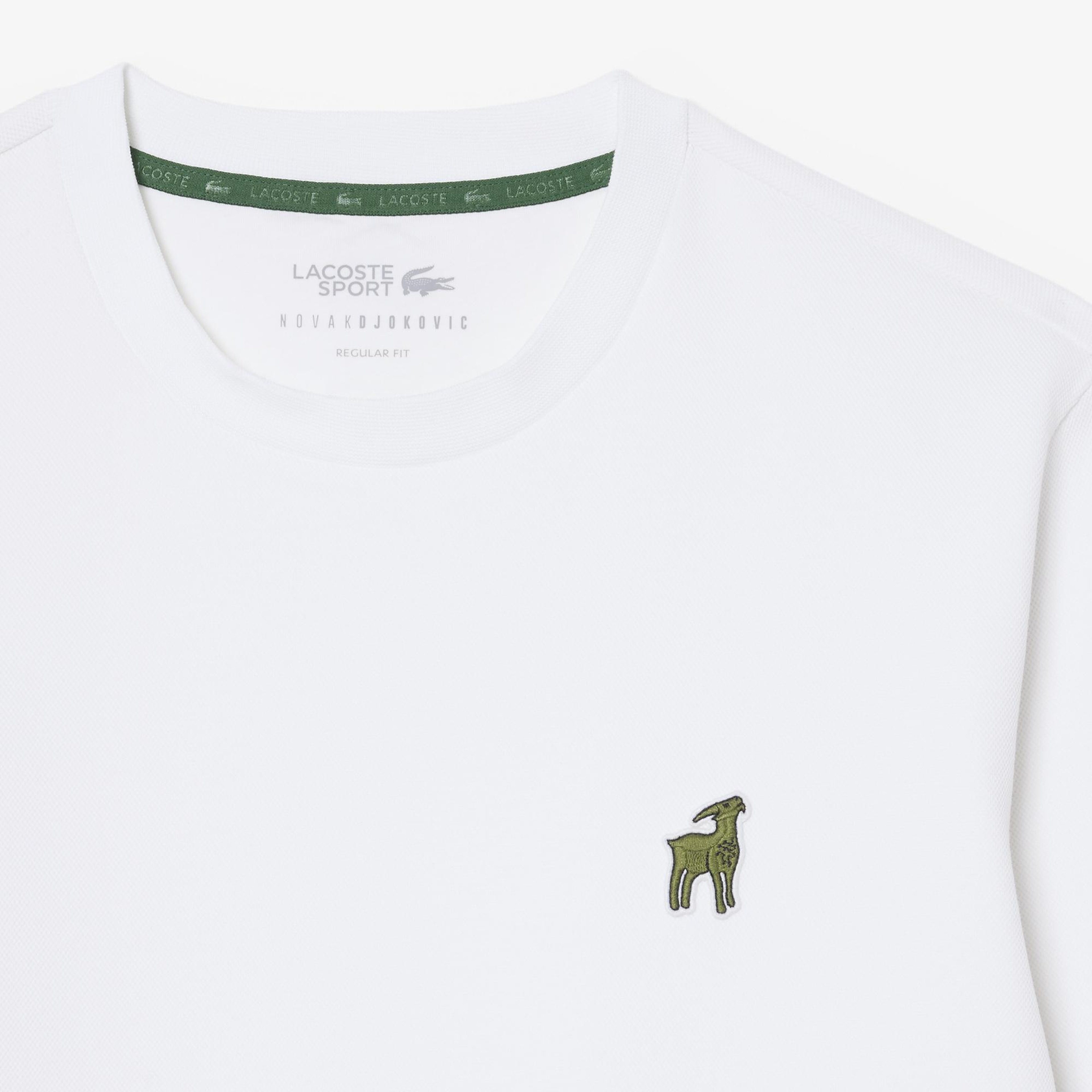 Lacoste x Novak Djokovic The GOAT Erkek Regular Fit Bisiklet Yaka Beyaz Sweatshirt