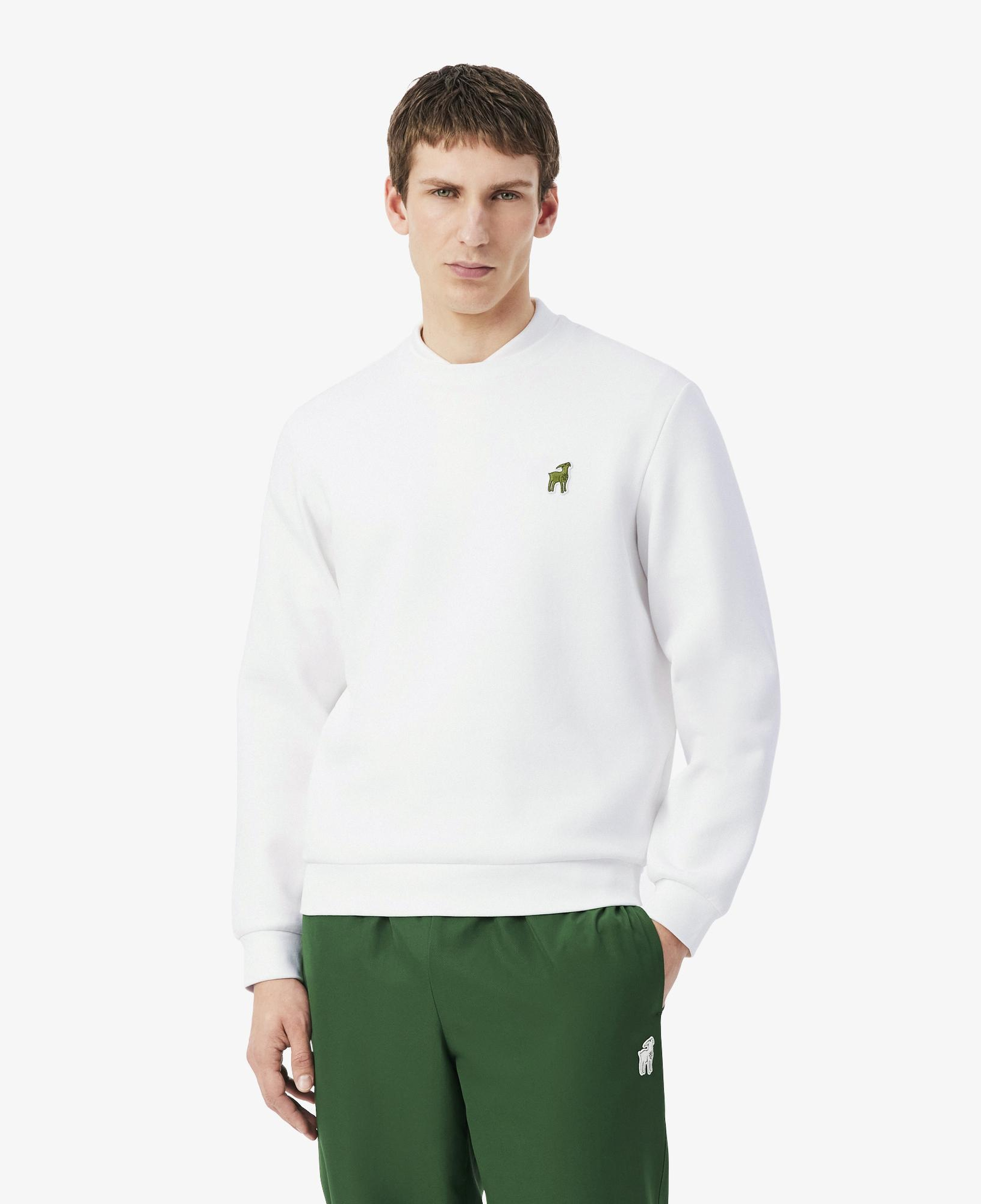Lacoste x Novak Djokovic The GOAT Erkek Regular Fit Bisiklet Yaka Beyaz Sweatshirt