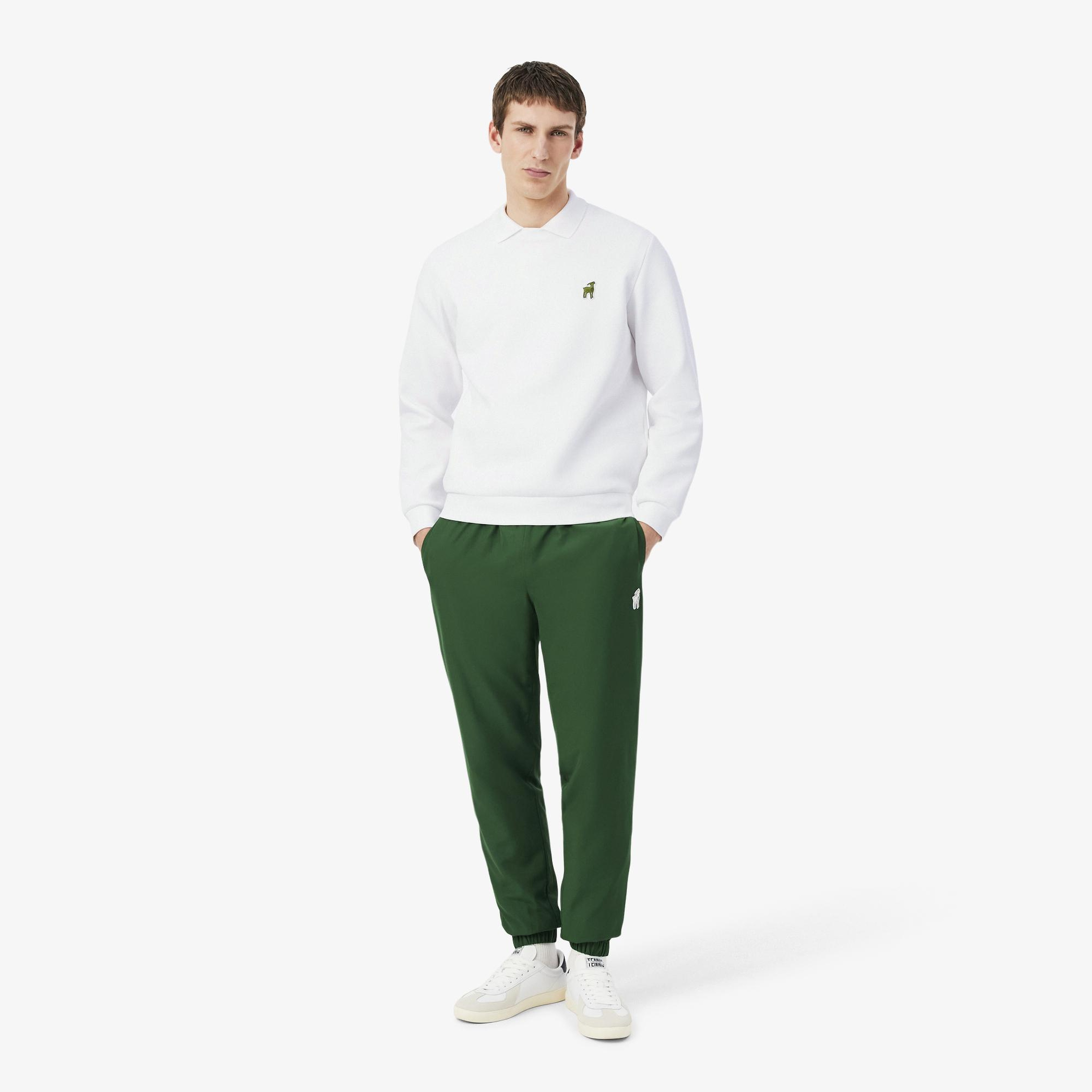Lacoste x Novak Djokovic The GOAT Erkek Regular Fit Bisiklet Yaka Beyaz Sweatshirt