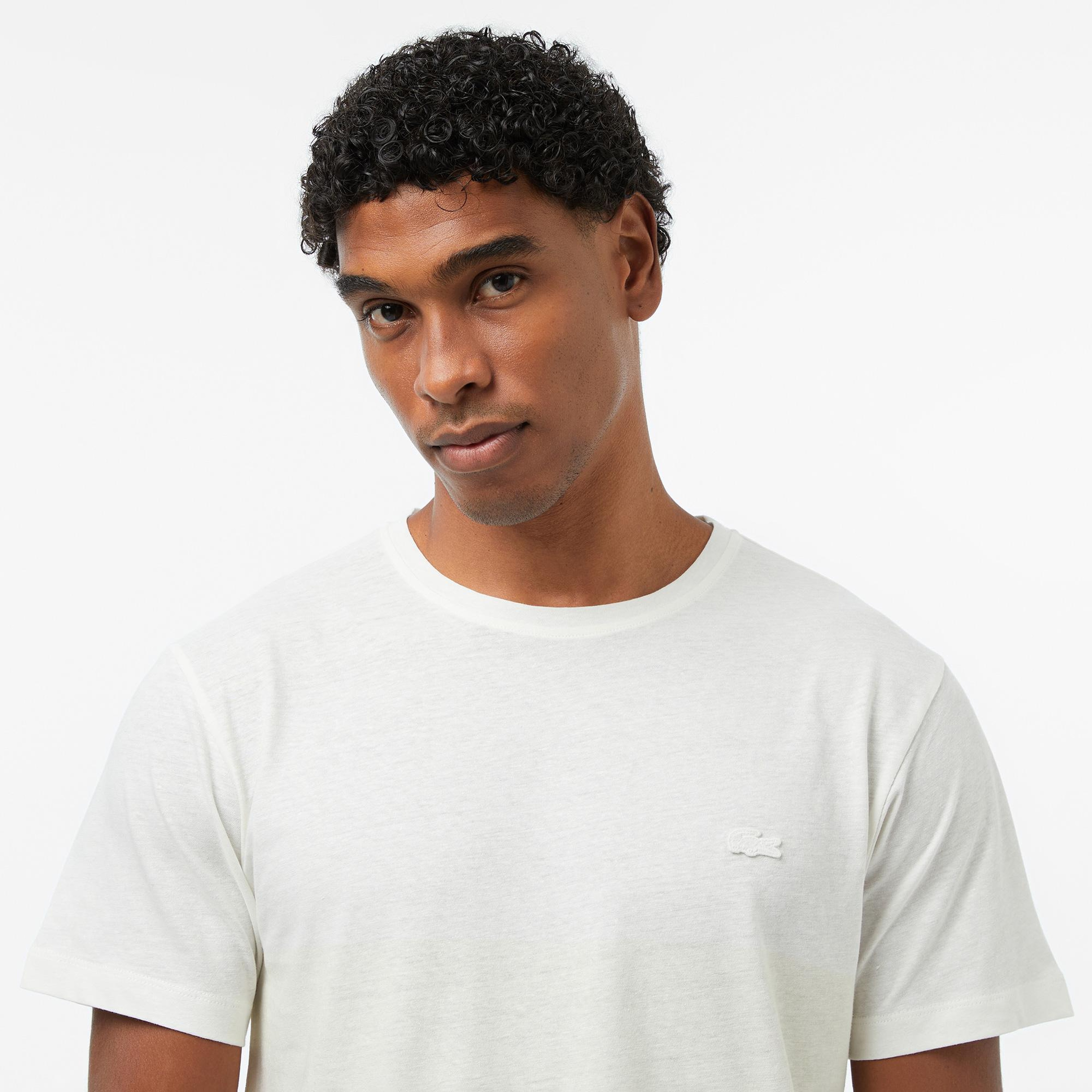 Erkek Regular Fit Bisiklet Yaka Renk Bloklu Bej T-Shirt