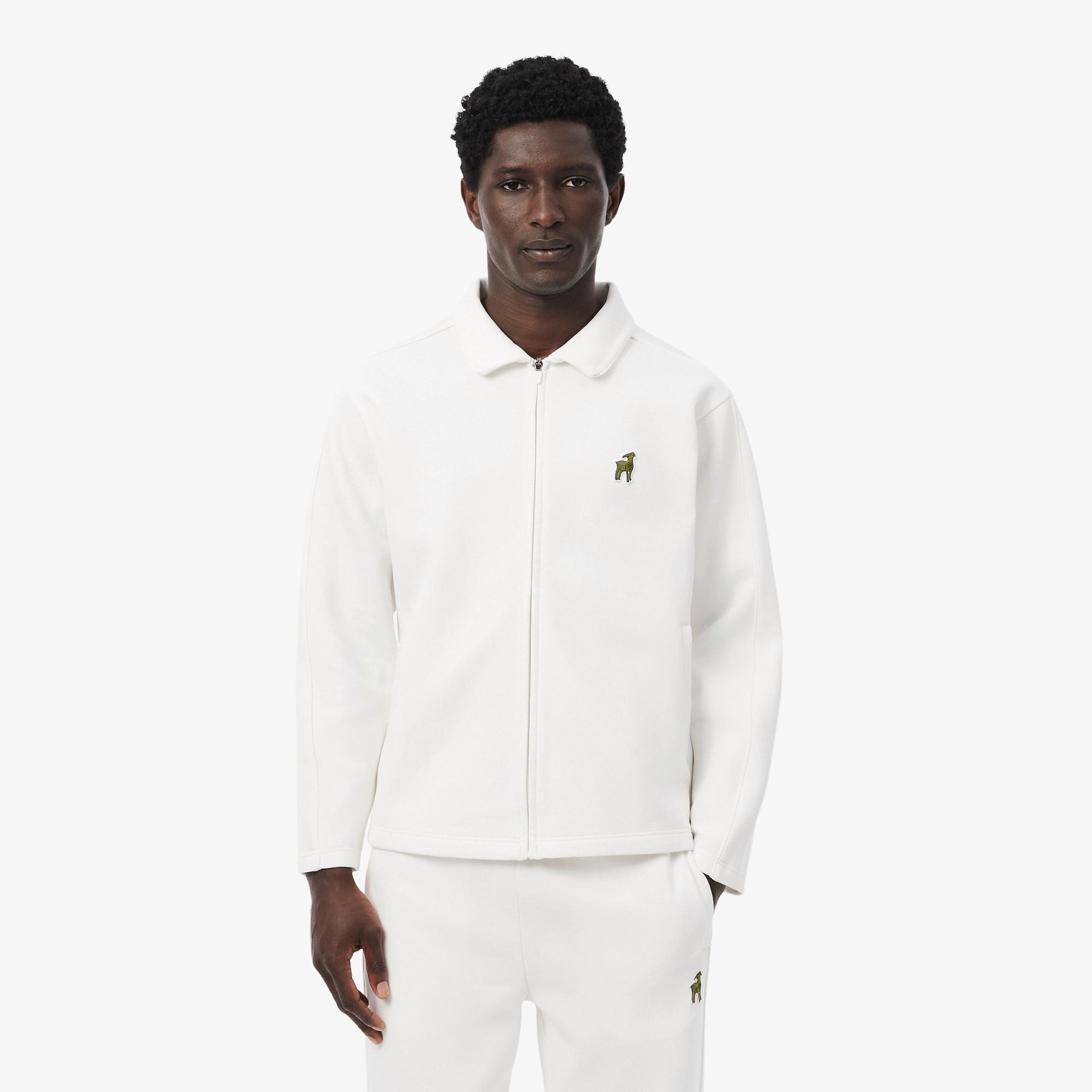 Lacoste x Novak Djokovic The GOAT Erkek Regular Fit Fermuarlı Beyaz Sweatshirt