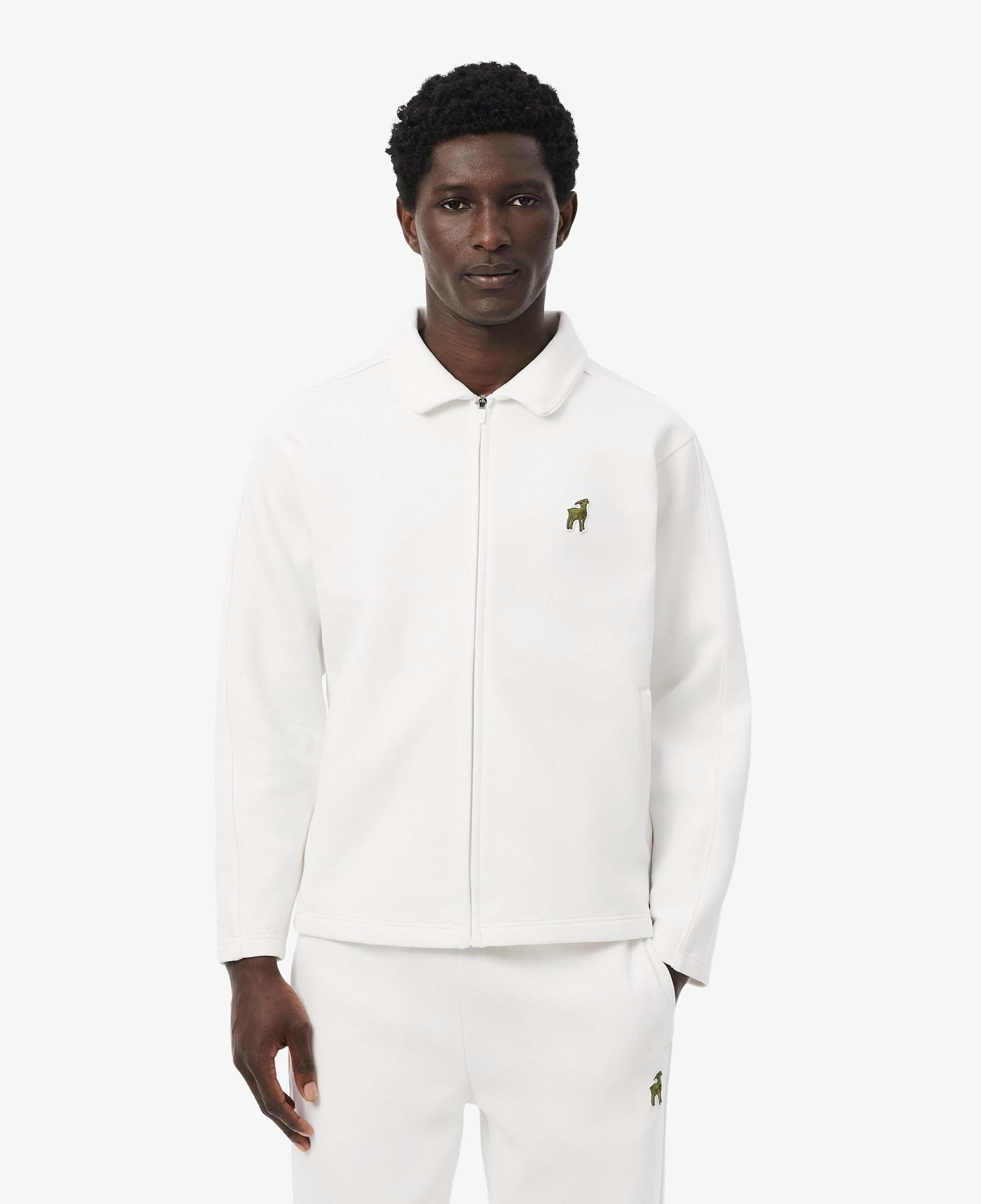 Lacoste x Novak Djokovic The GOAT Erkek Regular Fit Fermuarlı Beyaz Sweatshirt