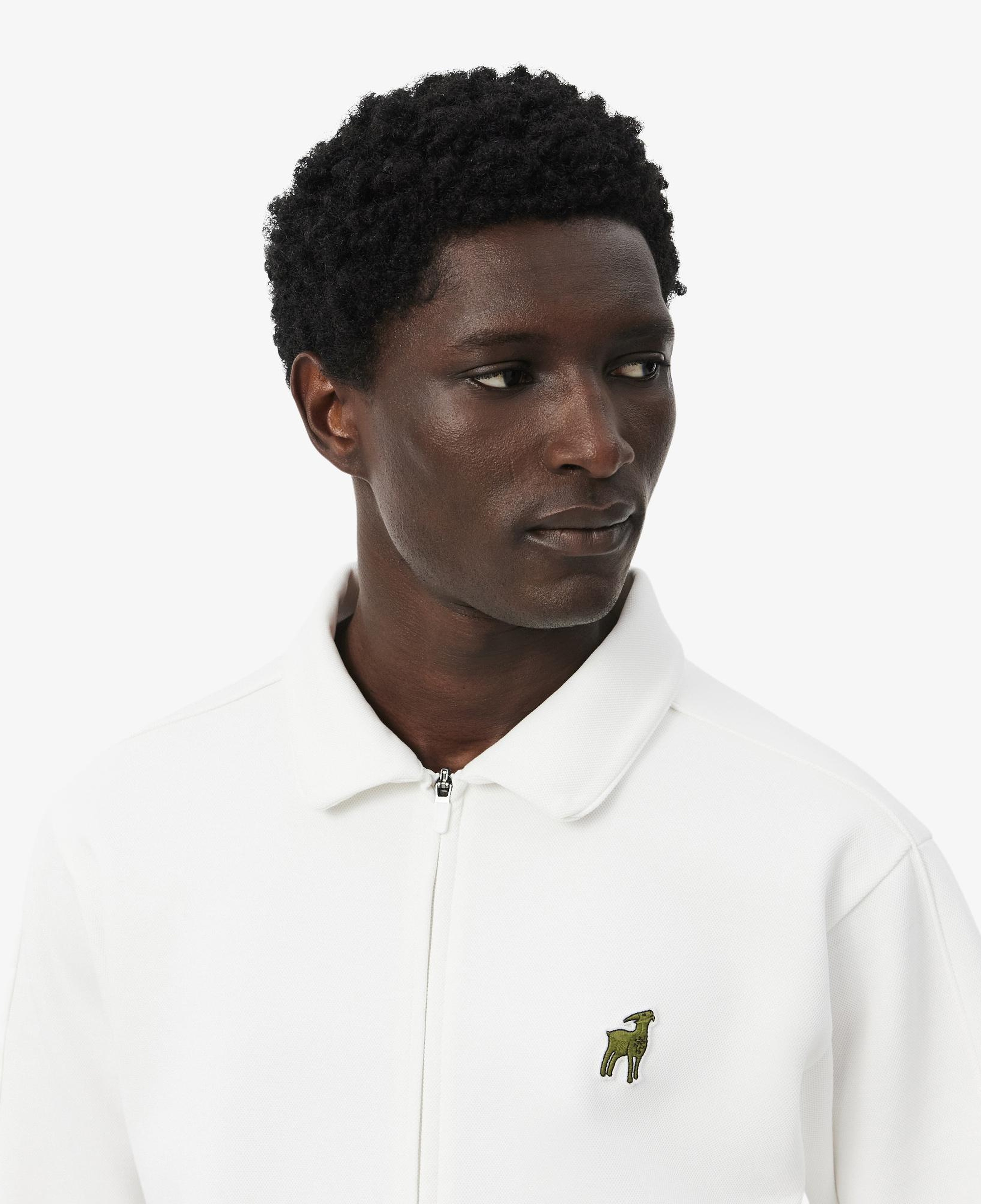 Lacoste x Novak Djokovic The GOAT Erkek Regular Fit Fermuarlı Beyaz Sweatshirt