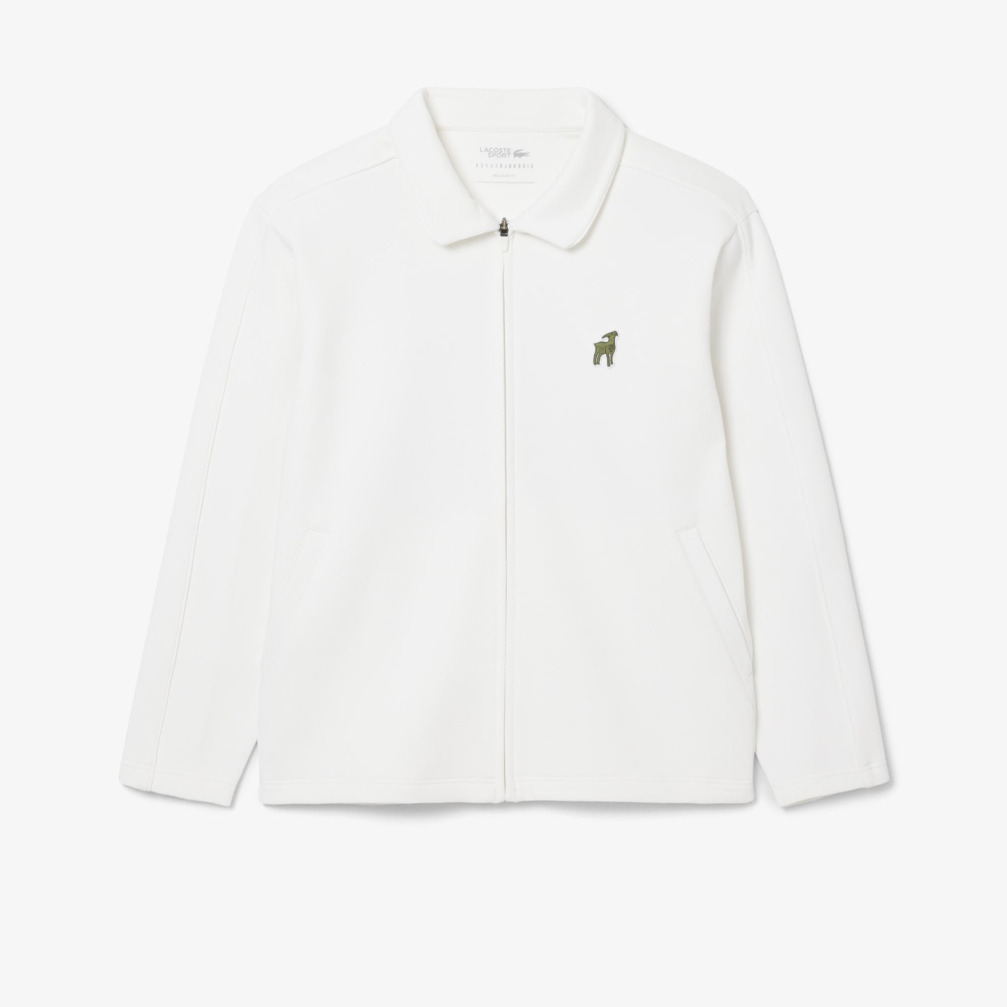 Lacoste x Novak Djokovic The GOAT Erkek Regular Fit Fermuarlı Beyaz Sweatshirt