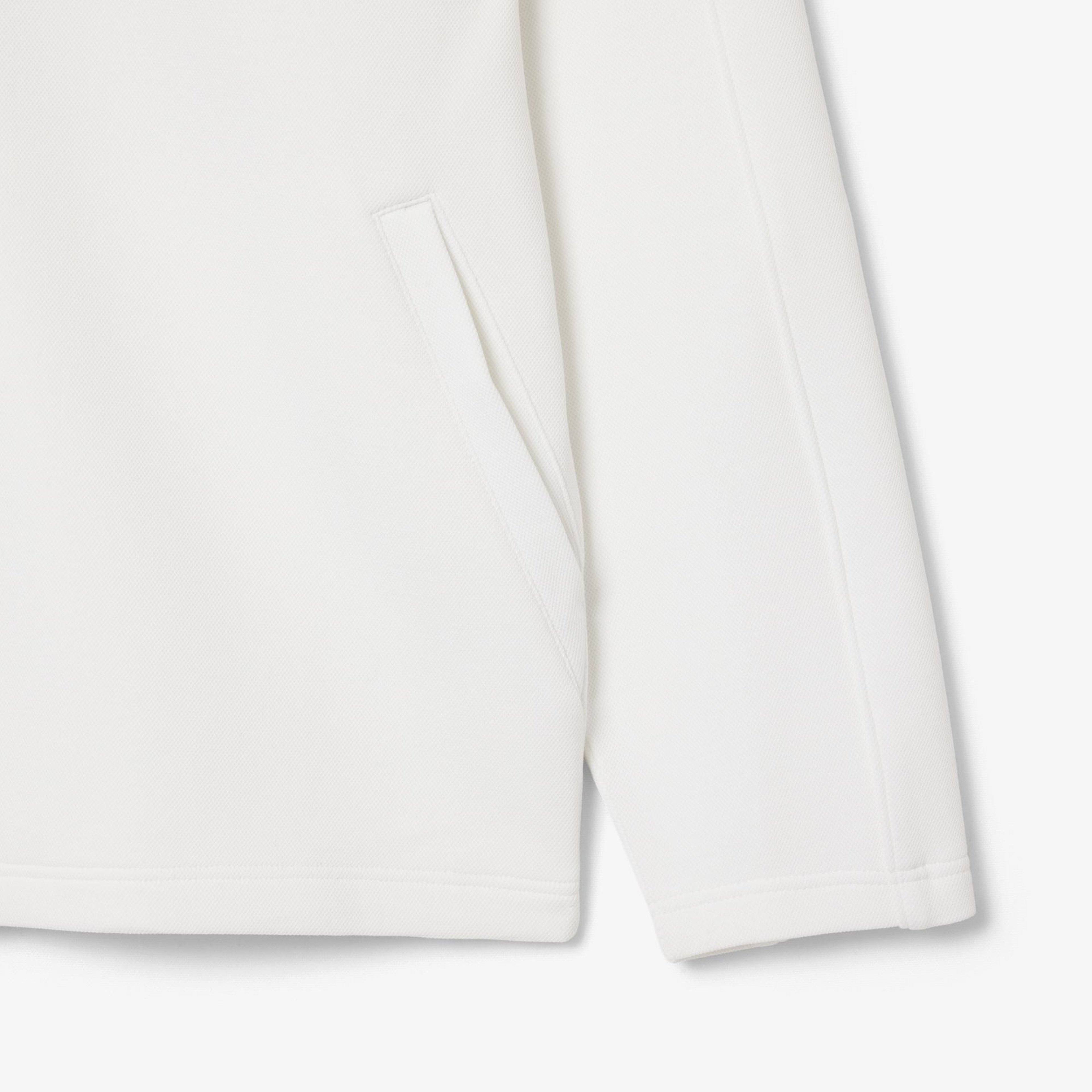 Lacoste x Novak Djokovic The GOAT Erkek Regular Fit Fermuarlı Beyaz Sweatshirt