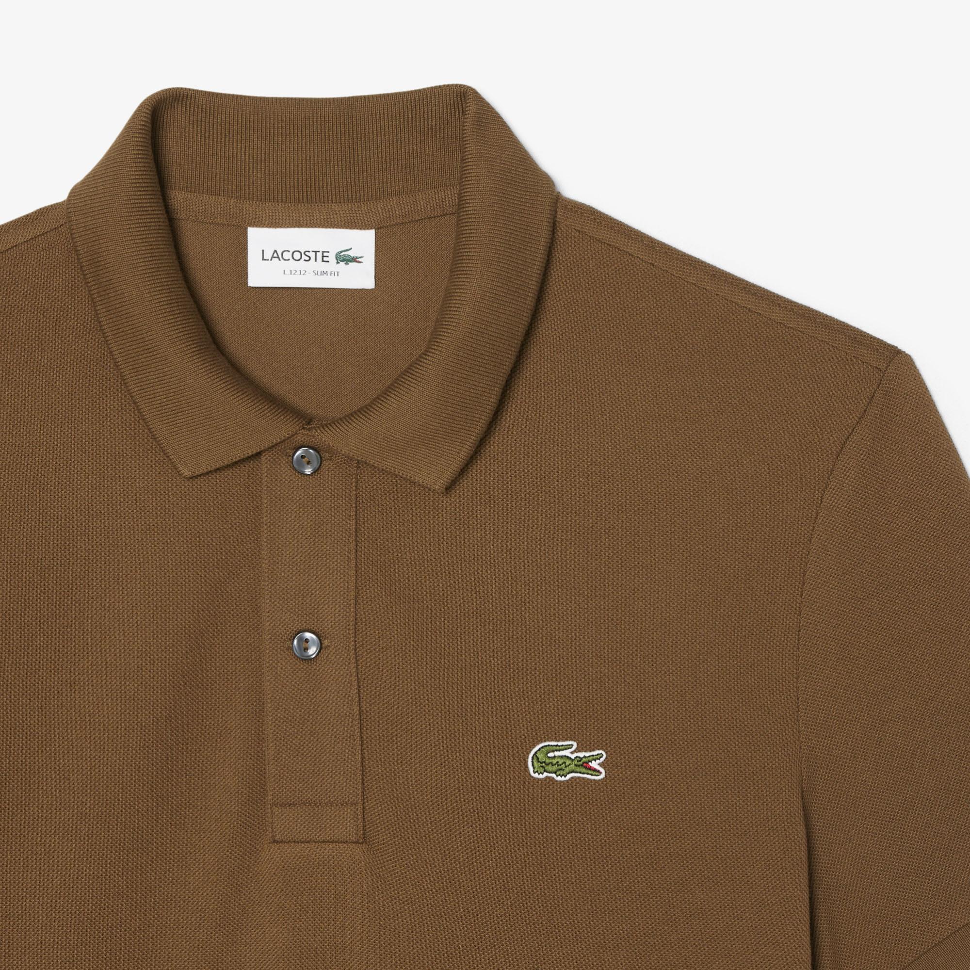 L.12.12 Erkek Slim Fit Kahverengi Polo