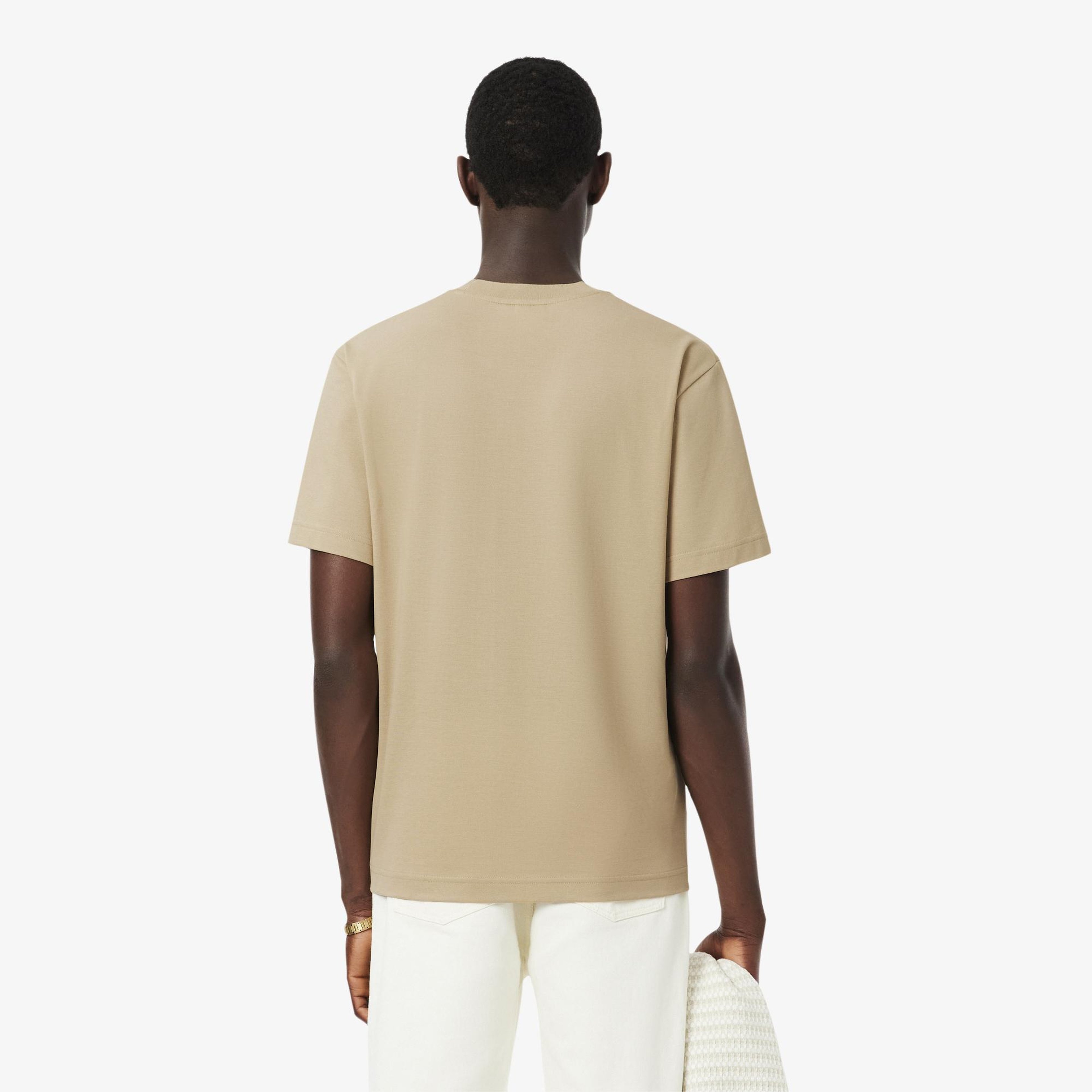 Erkek Classic Fit Bisiklet Yaka Bej T-Shirt