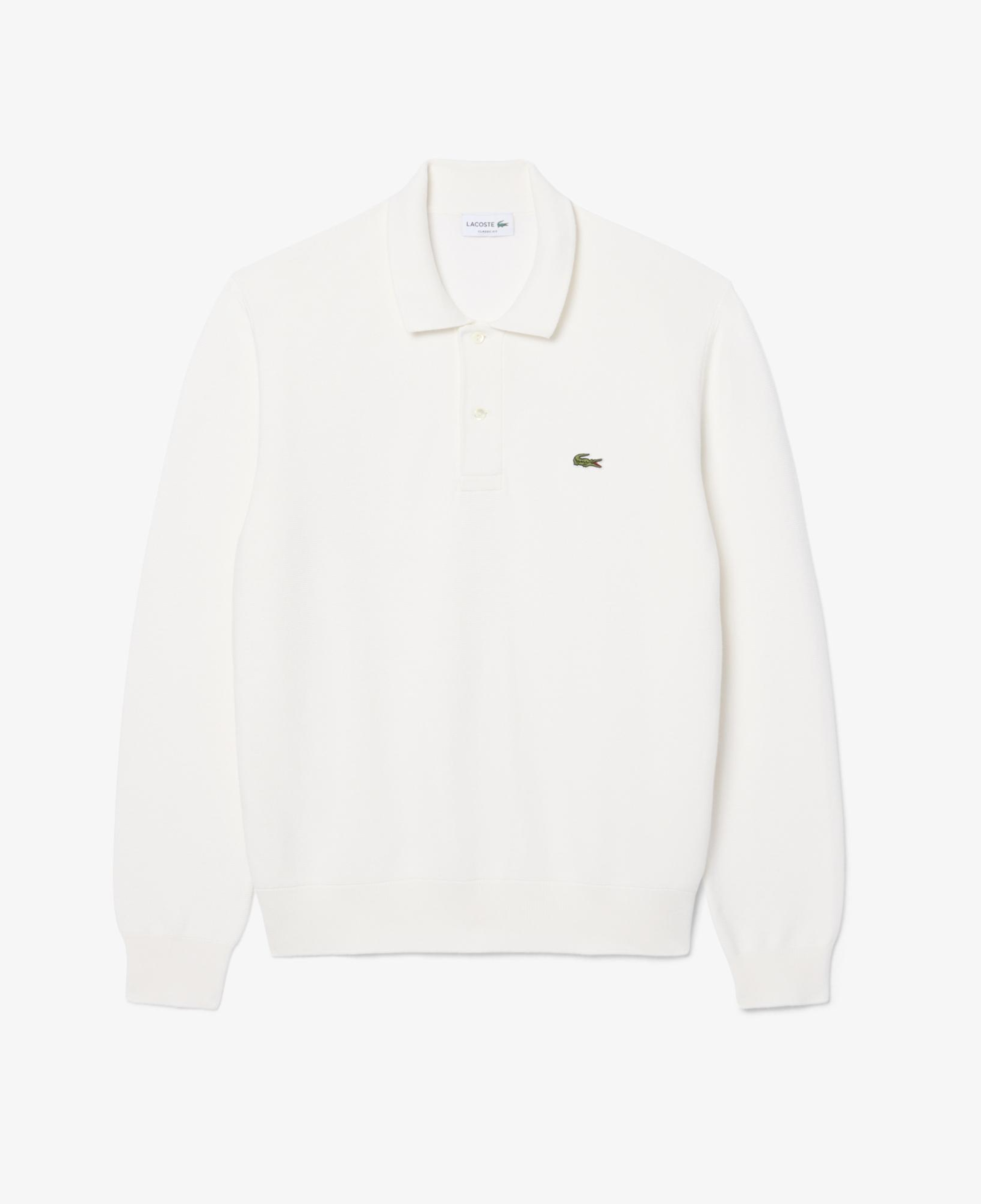 Erkek Classic Fit Polo Yaka Beyaz Kazak