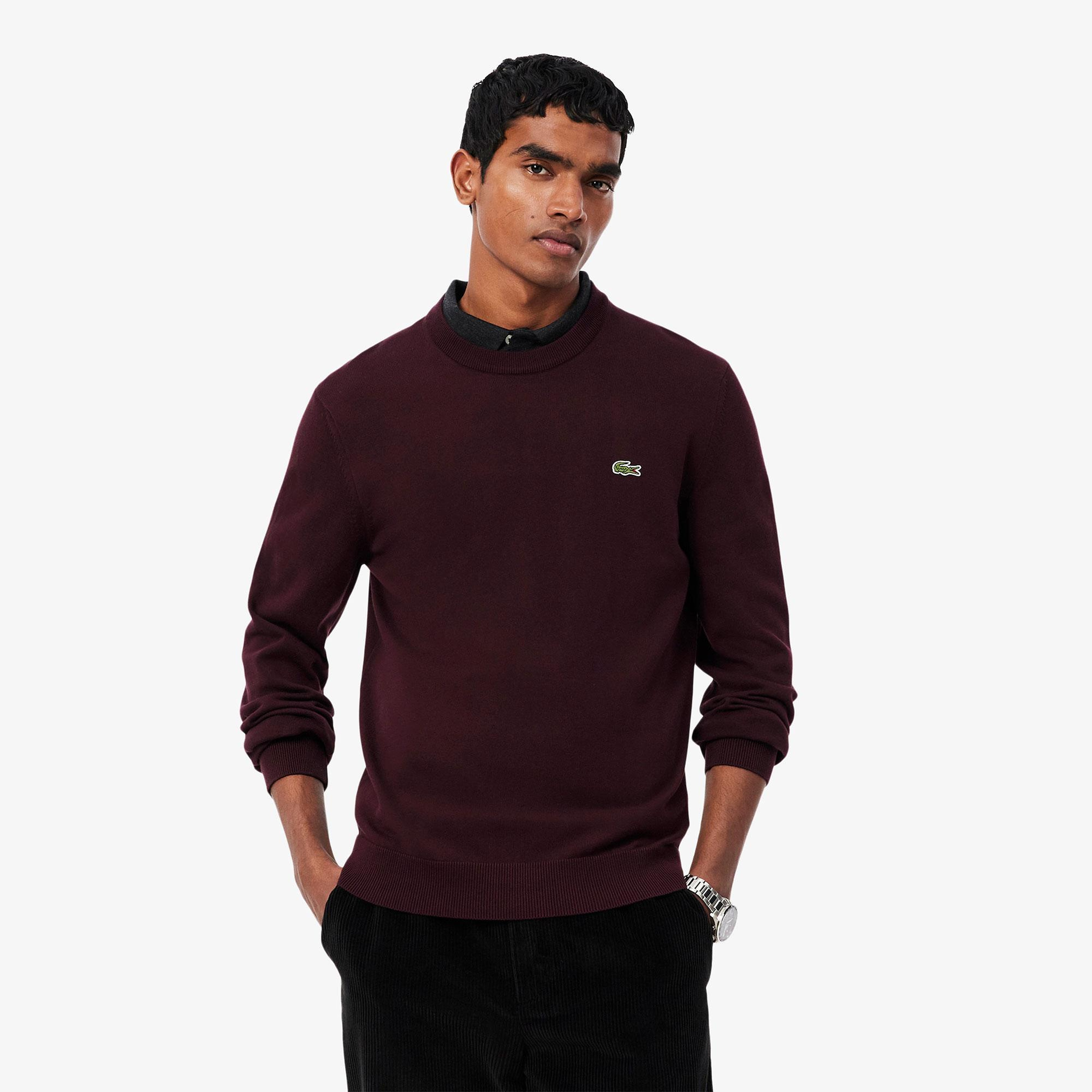 Erkek Regular Fit Bisiklet Yaka Bordo Kazak