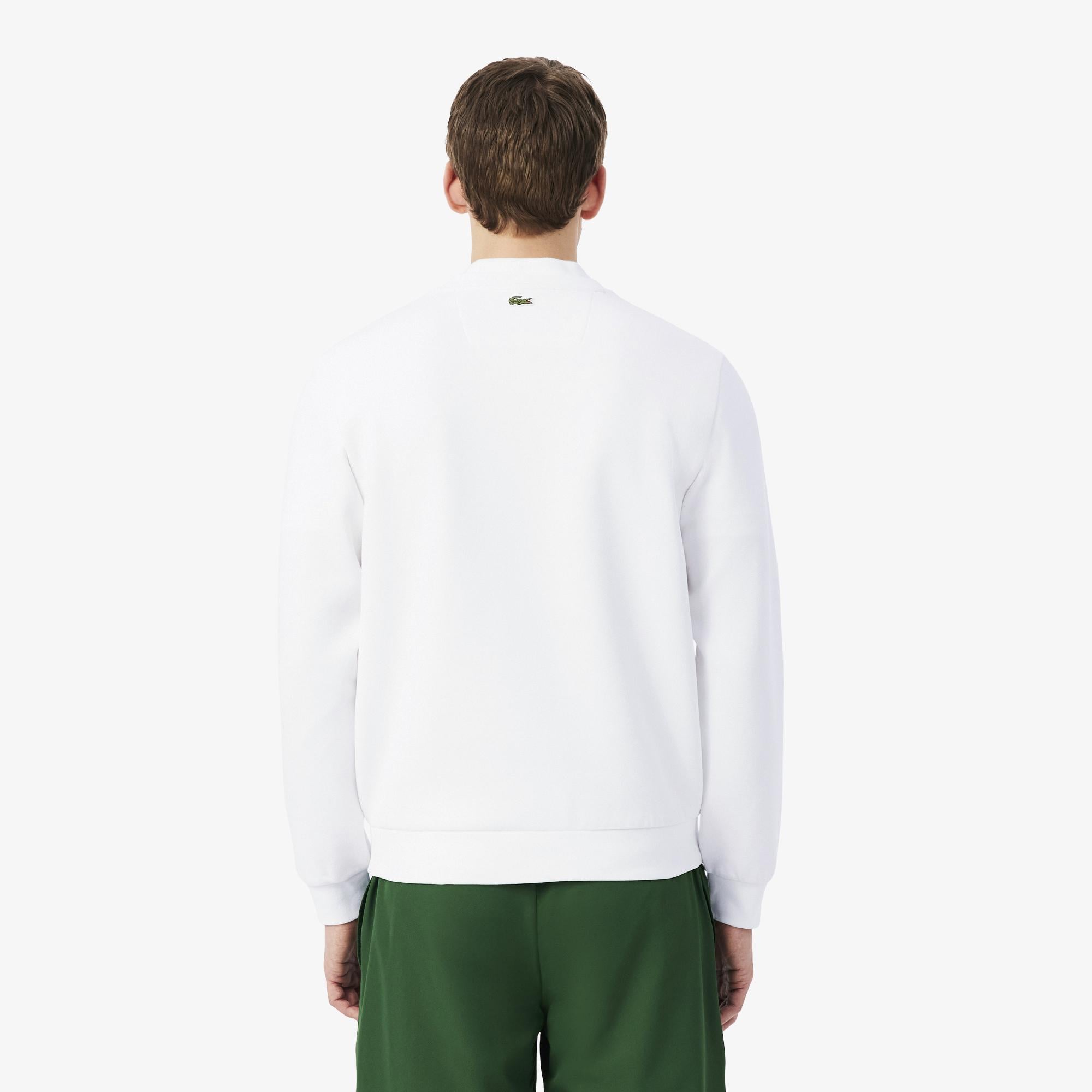 Lacoste x Novak Djokovic The GOAT Erkek Regular Fit Bisiklet Yaka Beyaz Sweatshirt