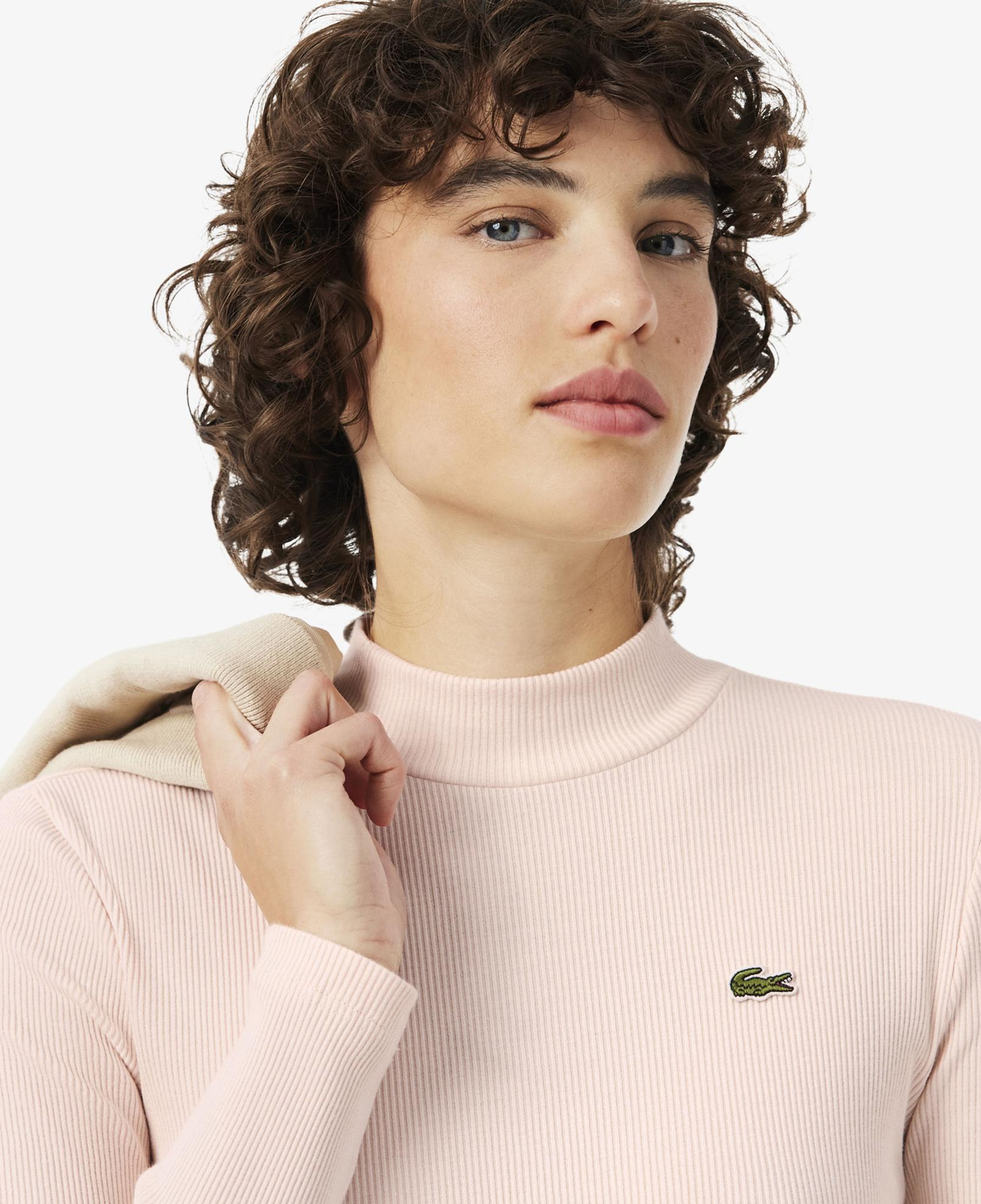 Kadın Slim Fit Uzun Kollu Pembe T-Shirt