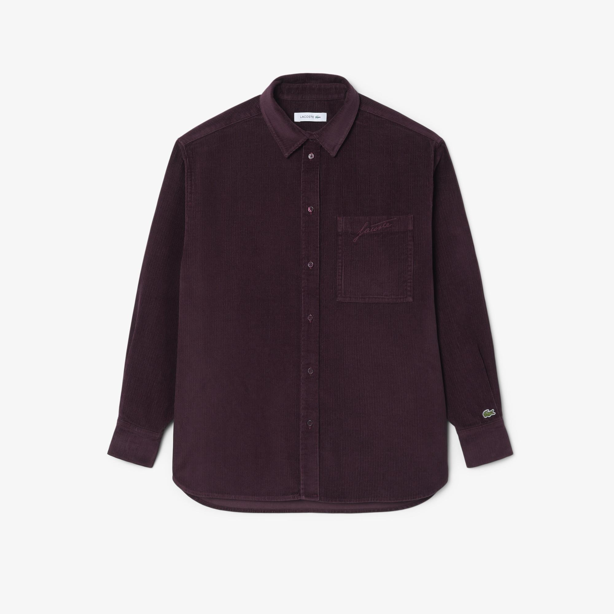 Kadın Oversize Fit Kadife Bordo Gömlek