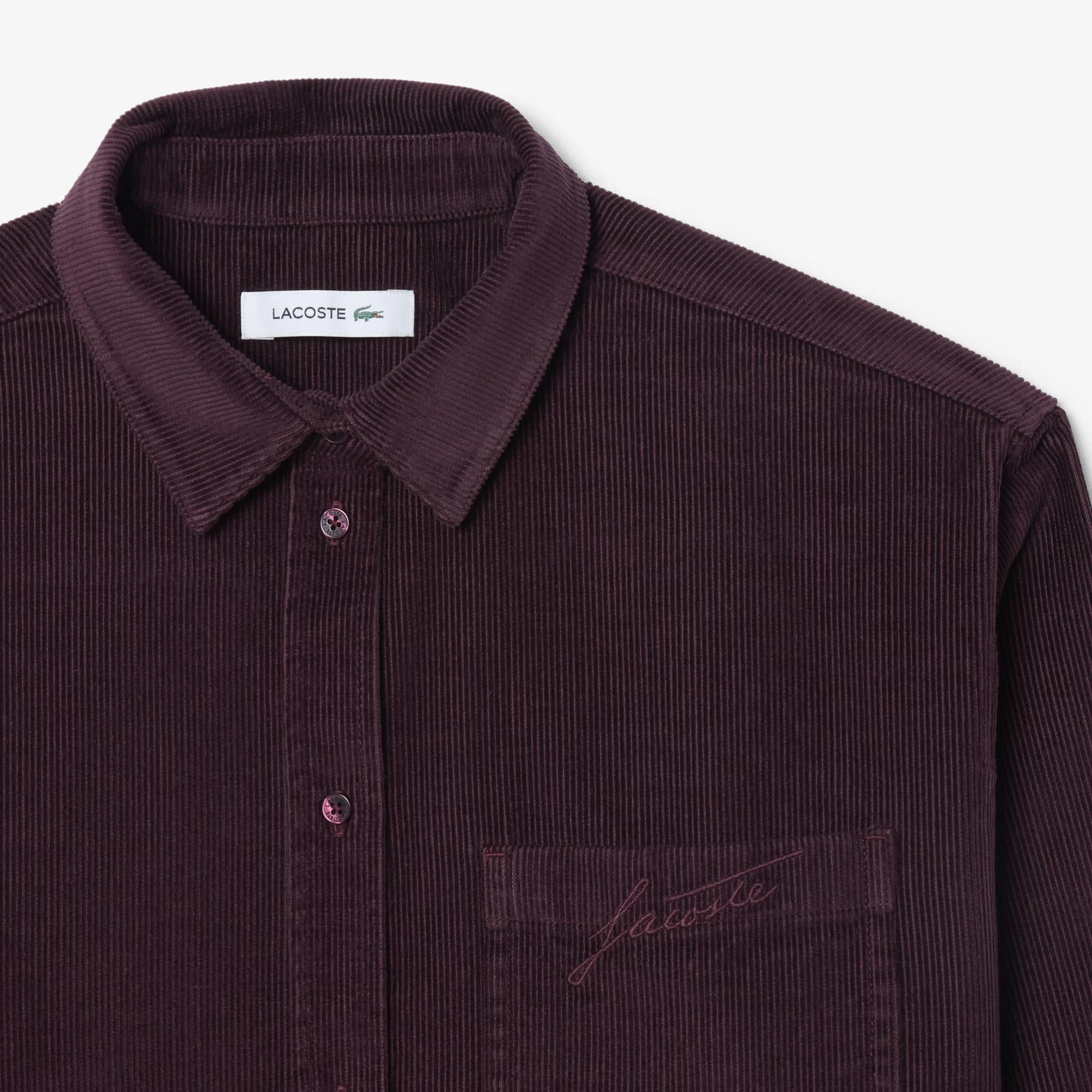 Kadın Oversize Fit Kadife Bordo Gömlek