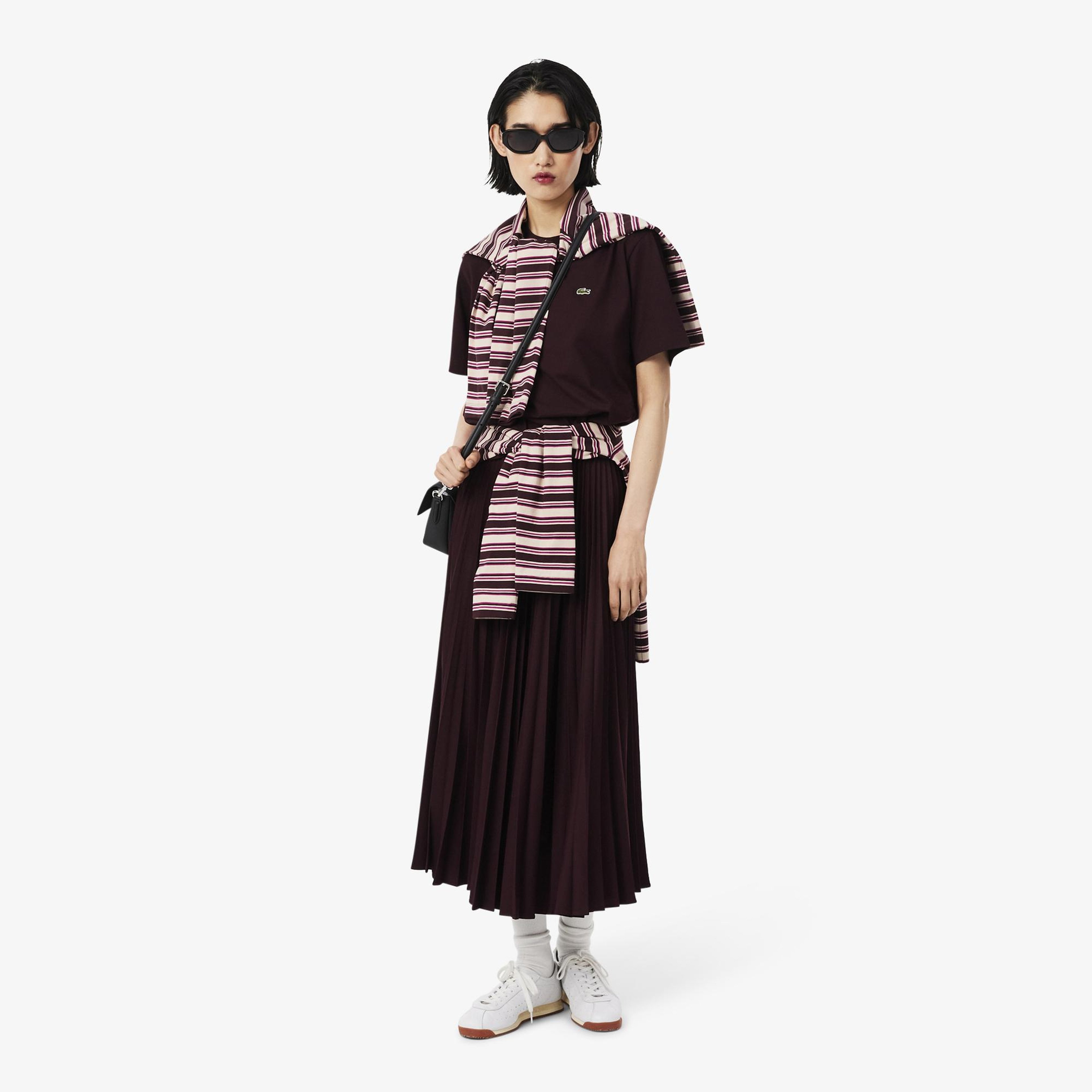 Kadın Relaxed Fit Bisiklet Yaka Bordo T-Shirt