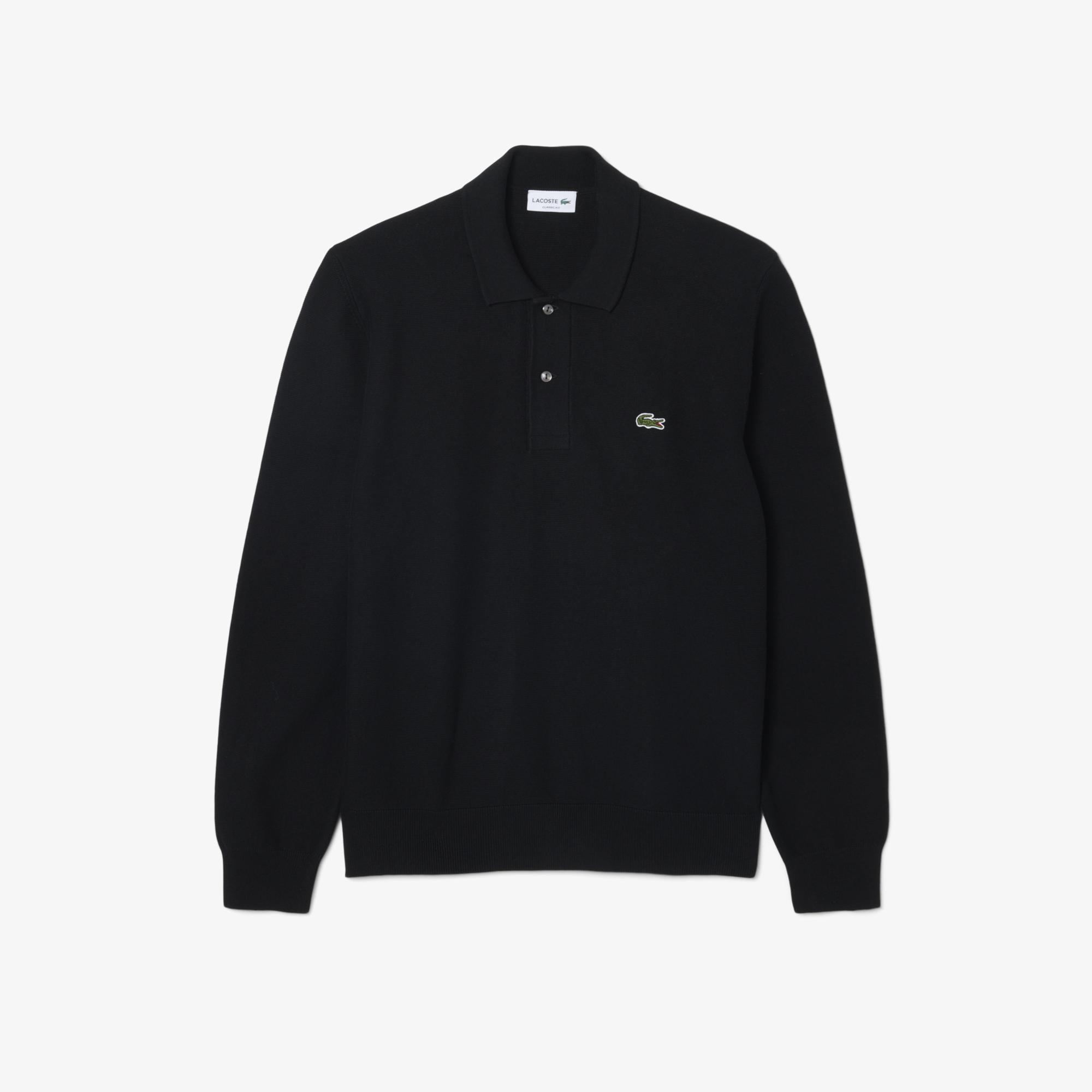 Erkek Classic Fit Polo Yaka Siyah Kazak