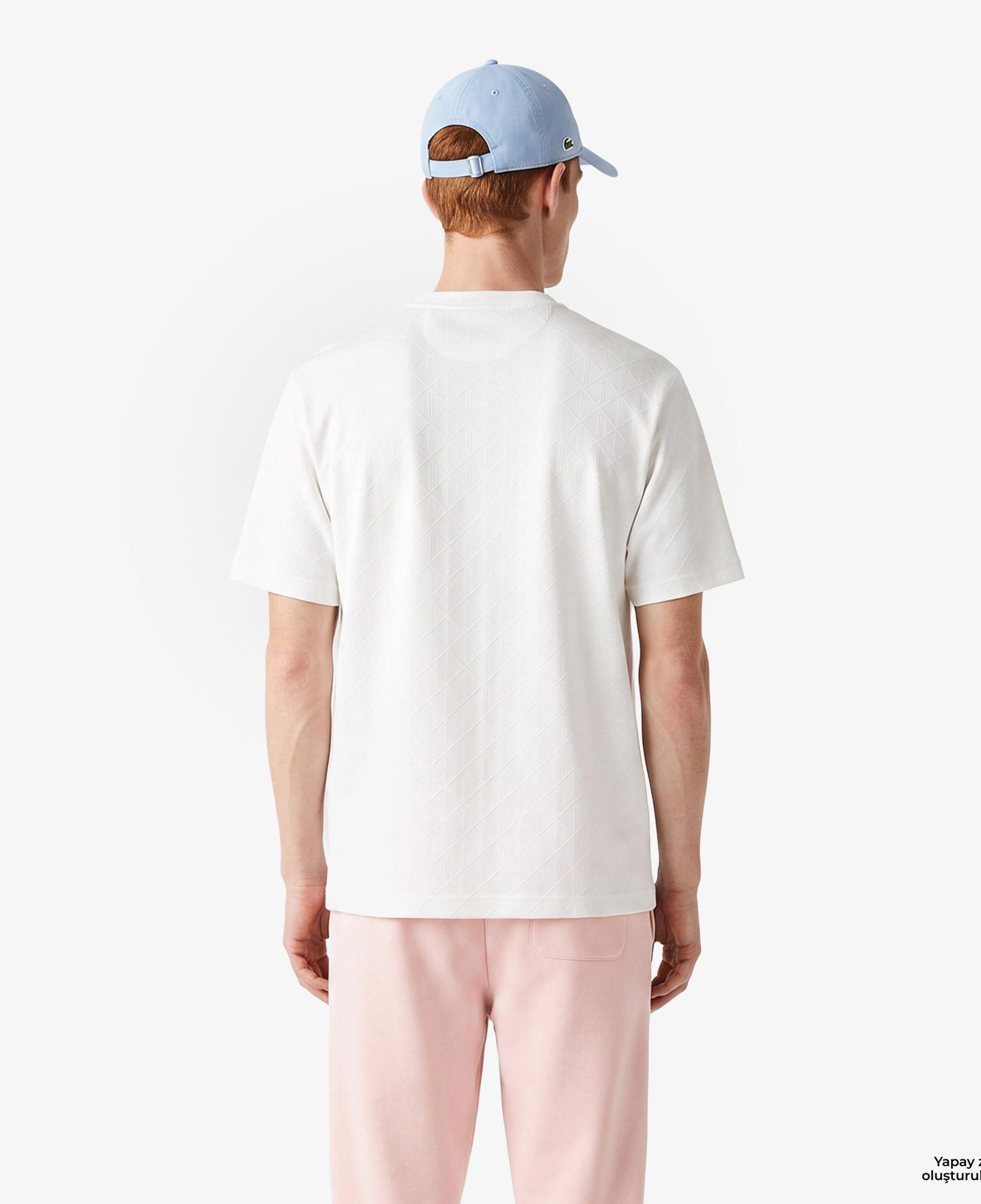 Erkek Relaxed Fit Bisiklet Yaka Monogram Beyaz T-Shirt